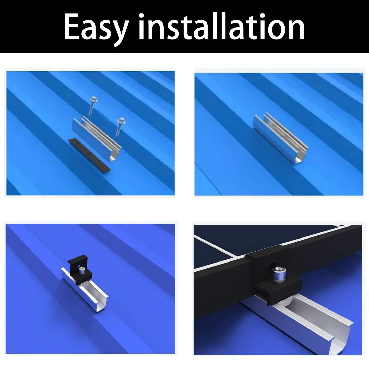 Solar Panel Bracket Kit, 12 Pcs Aluminium Mounting Rail 120mm, Solar Panel Mount 30mm/35mm, Z-Bracket Set, Center Clamps, Solar Mounting Rail Connector for Metal Roof, Tin Roof, Flat Roof, Sheet Roof
