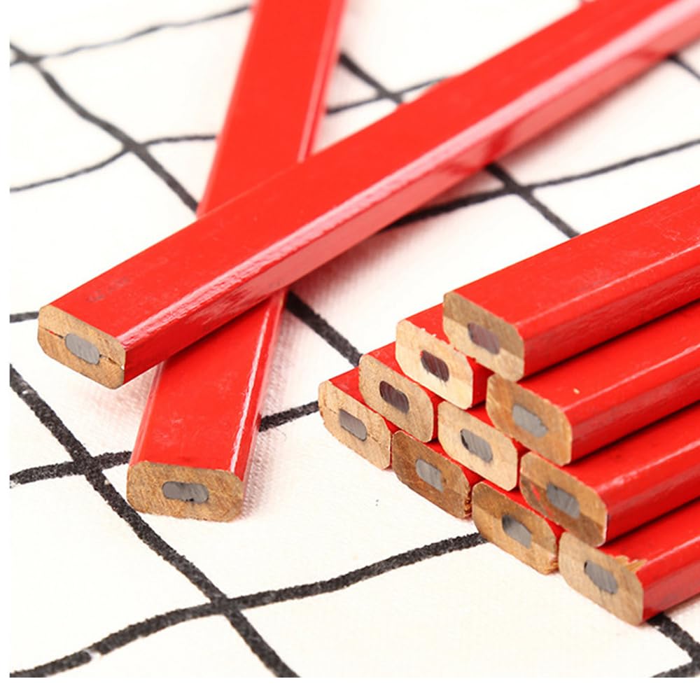 120 Pcs Bulk Octagonal Carpenter Pencils, Medium Red Hard Natural Wood Cased Pencils, Marking Lead Pencil Fine Set For Carpenters And Builders Pencil
