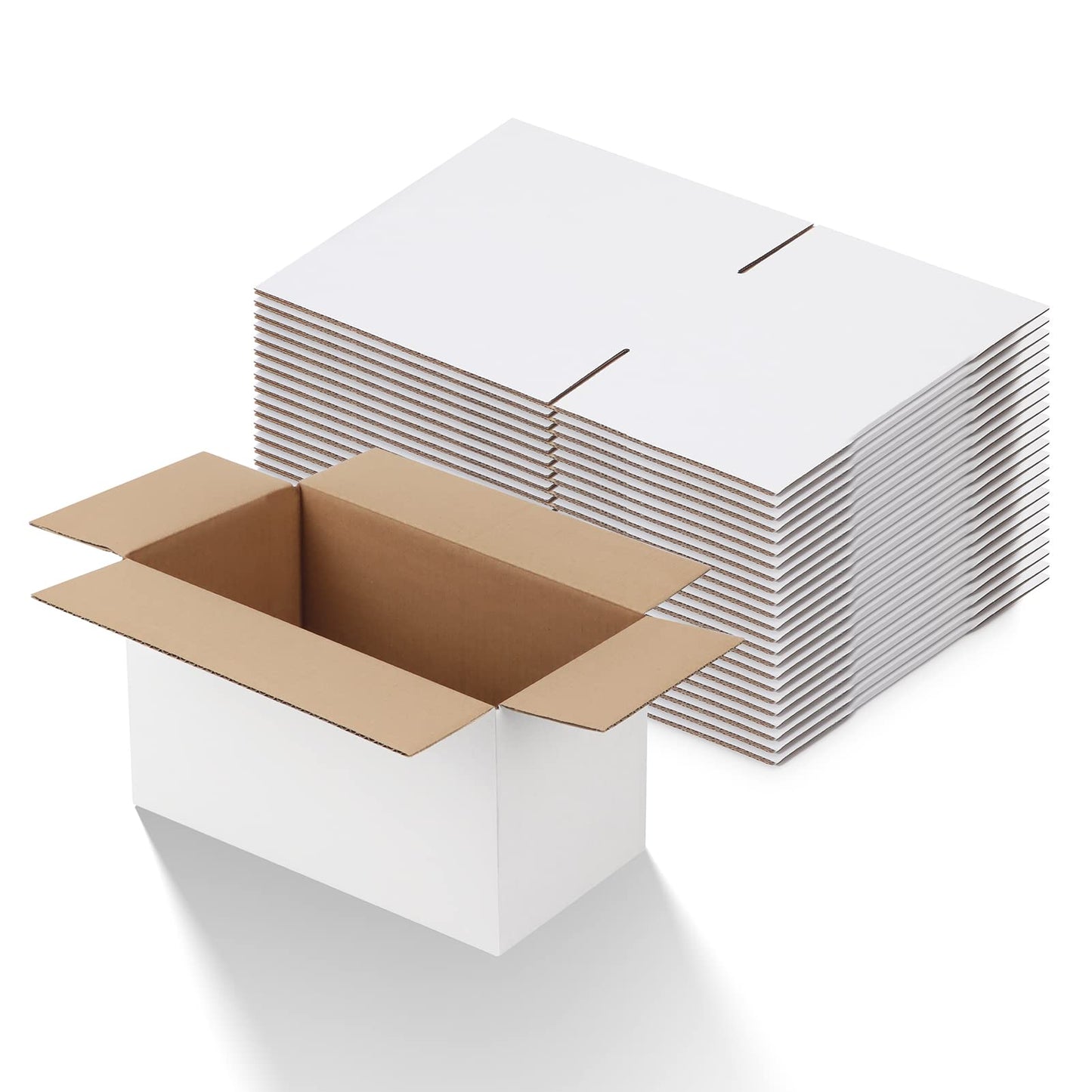 Calenzana 25 Pack 11x6x6 Shipping Boxes, White Corrugated Cardboard Box for Mailing Packing Gifts