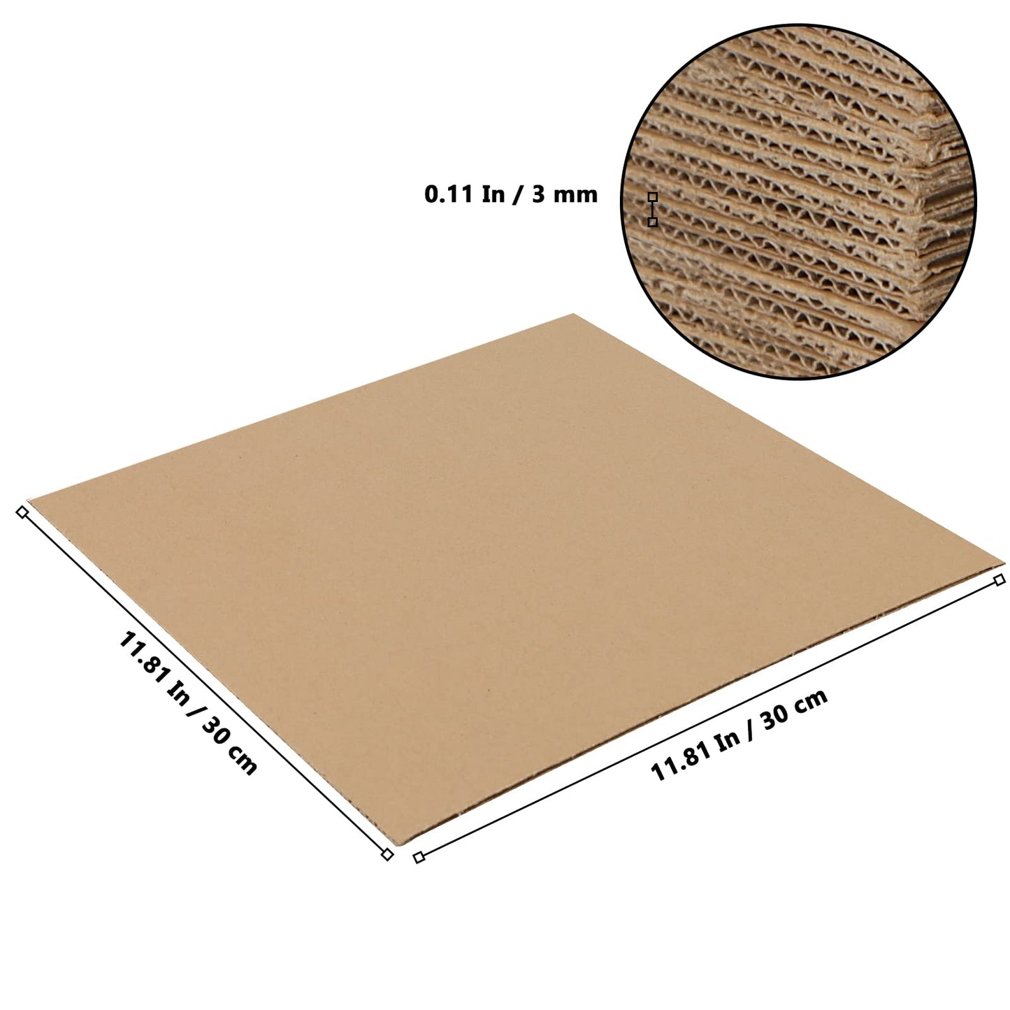 MUKLEI 60 Pack 11.8 x 11.8 Inch Corrugated Cardboard Sheets, 1/8"(3mm) Thick Corrugated Cardboard Filler Inserts Flat Kraft Cardboard Sheets for Shipping, Mailing, Crafts