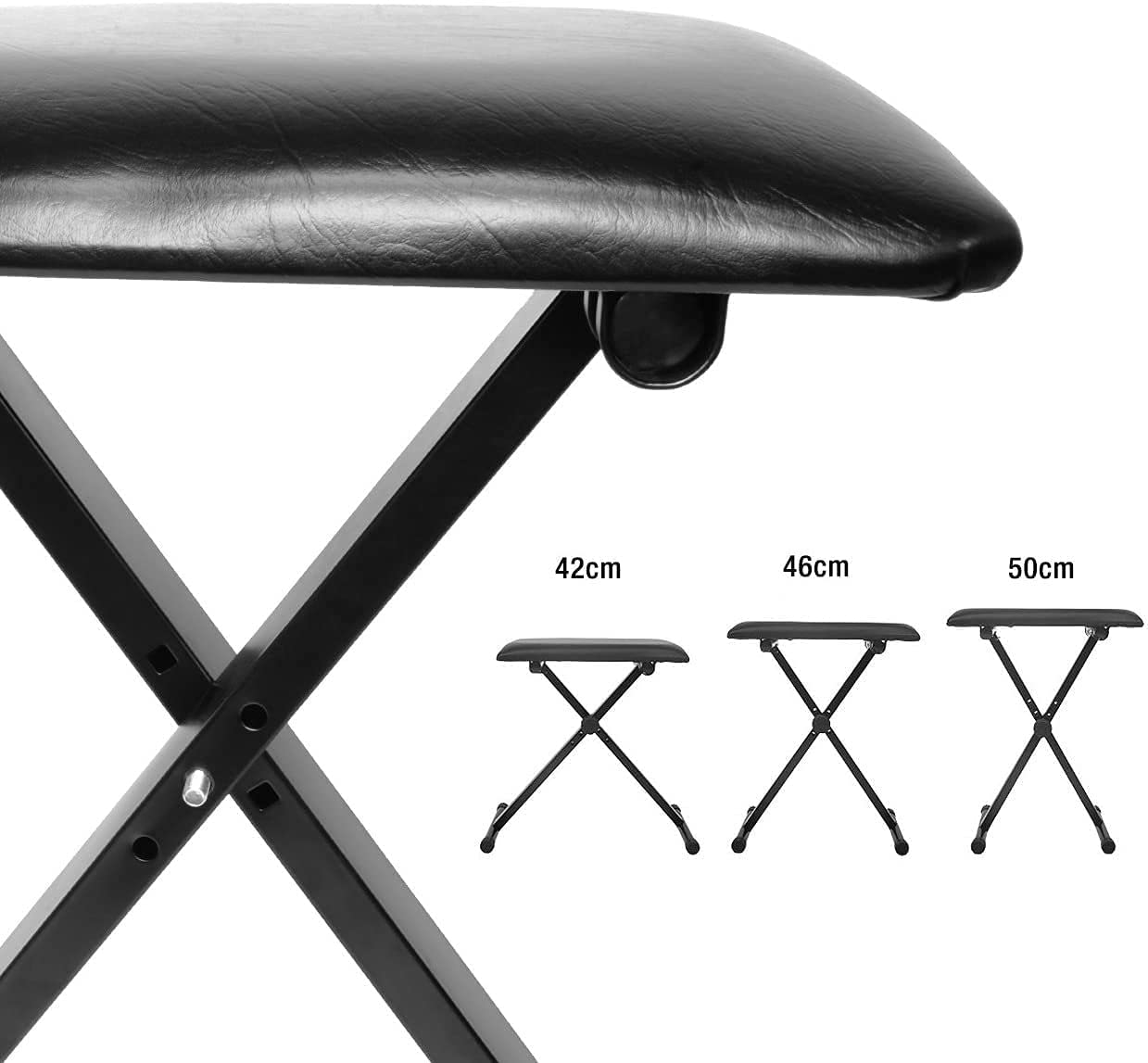 Adjustable X Style Piano Keyboard Heavy Duty Premium Stand/Padded Keyboard Bench (Padded Bench)