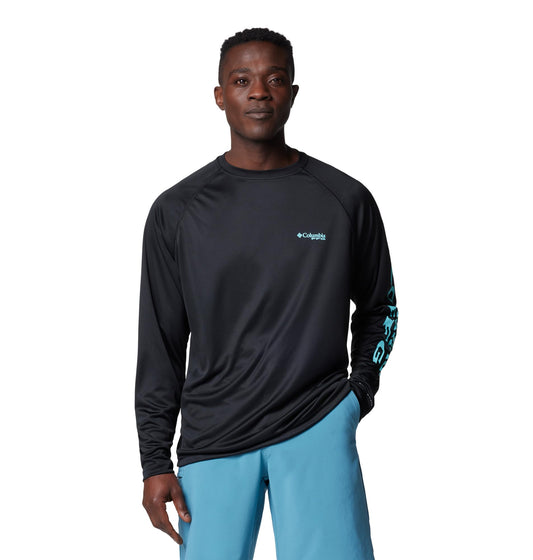 Columbia Men's Terminal Tackle Long Sleeve Shirt, Black/Gulf Stream Logo, X-Large