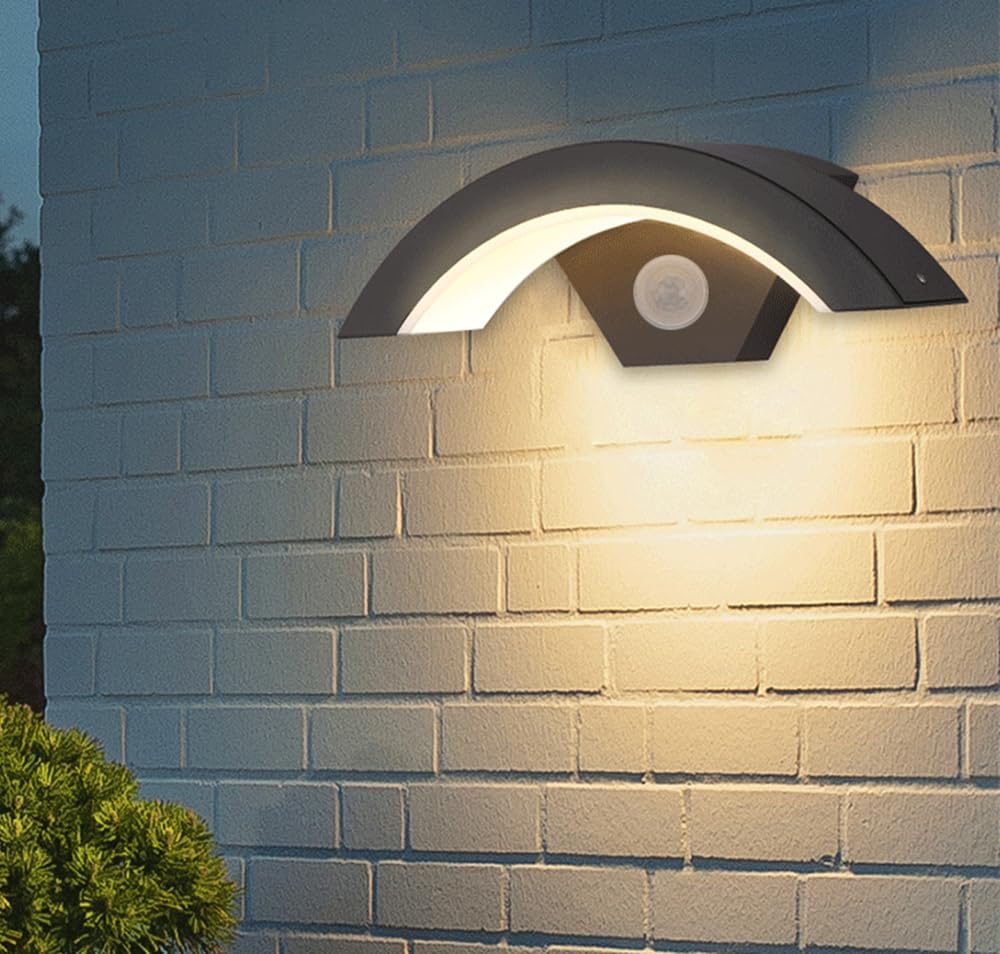 Ikenta Motion Sensor Outdoor Wall Lamp Lights LED, Porch Lights Outdoor Wall Lamps for Patio, Waterproof IP65 3000K 18W Aluminium