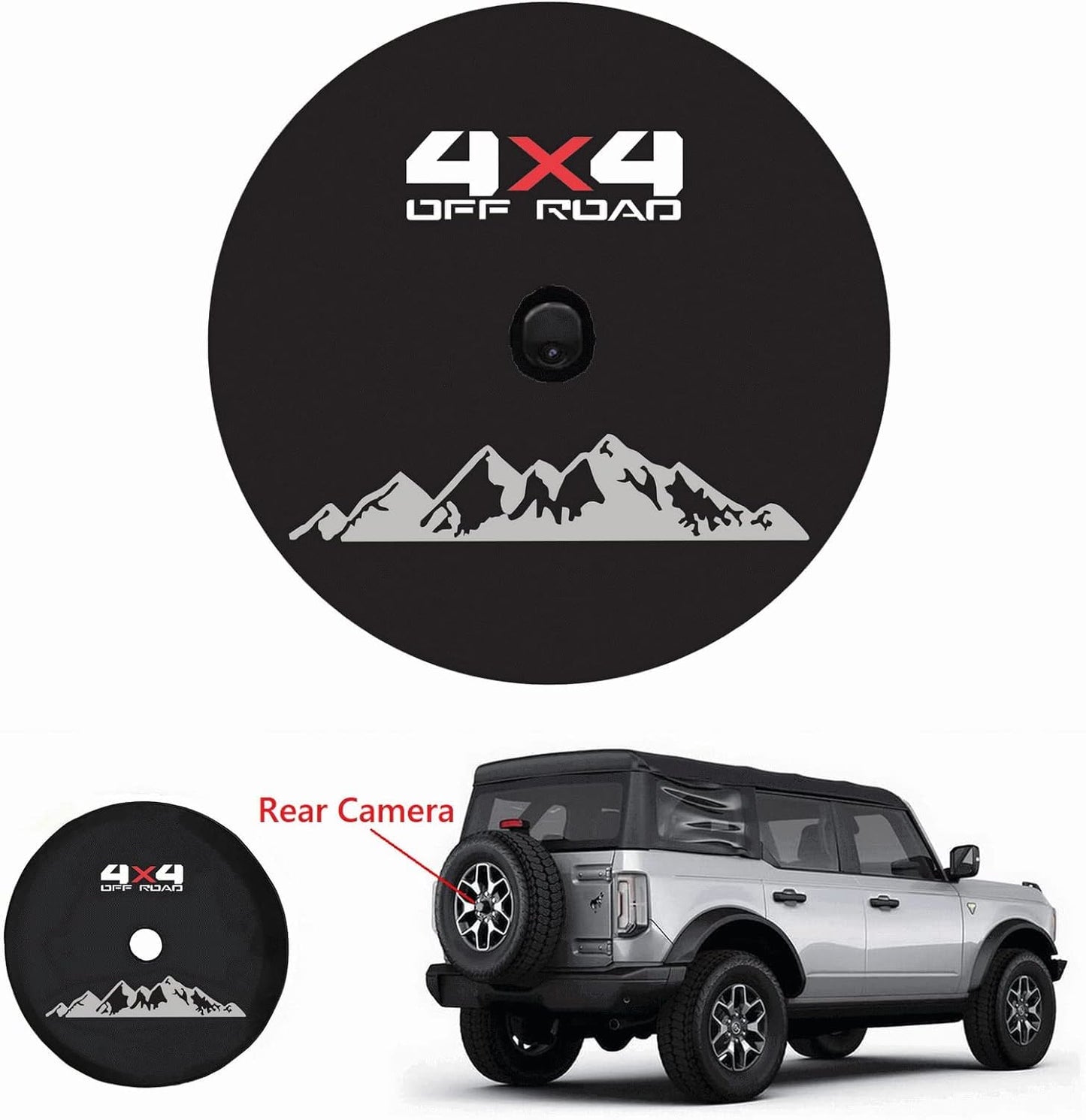 TRIBONES Compatible with Jeep JL Spare Tire Cover with Camera Hole, Spare Wheel Cover with Rear Camera Hole, Storage Bag Protector (XL Size, 245/75R17, 255/75R17, 255/70R18, 285/70R17)