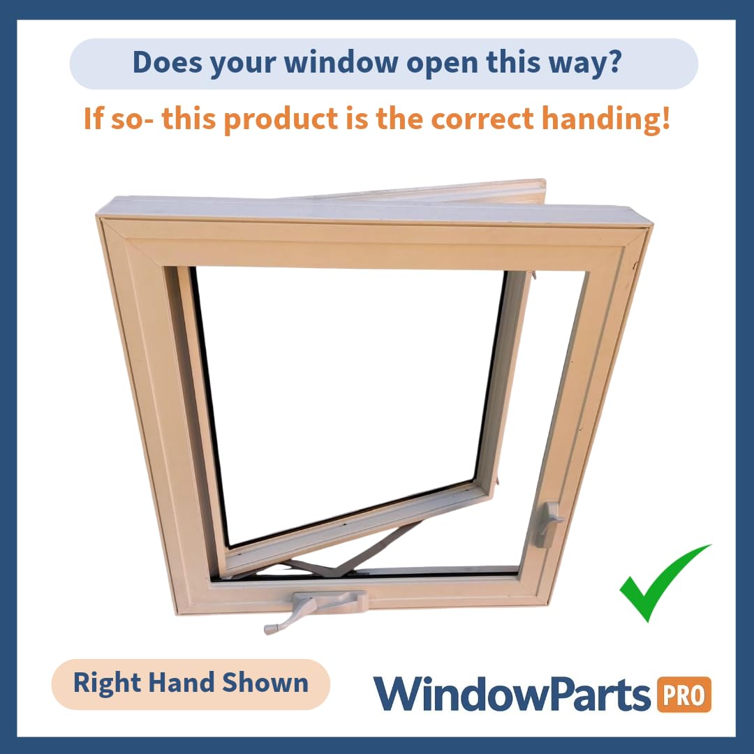 WindowParts PRO Ellura 13.5" Right Hand Casement Window Operator – White, Hardened Steel Arm & Gear, Pre-Installed Gasket, Handle & Screws