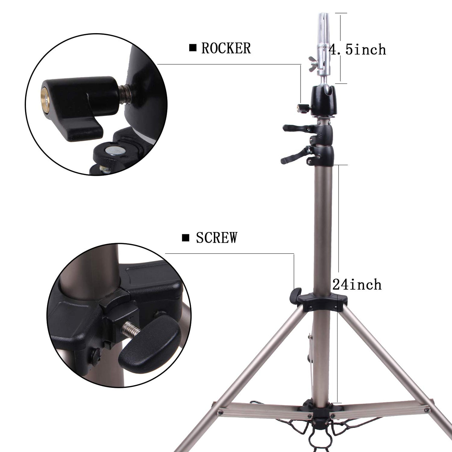 Hair Way Heavy Duty Cosmetology Adjustable Mannequin Head Tripod Stand Styrofoam Canvas Block Head Tripod with Black Carry Bag (87-176cm)