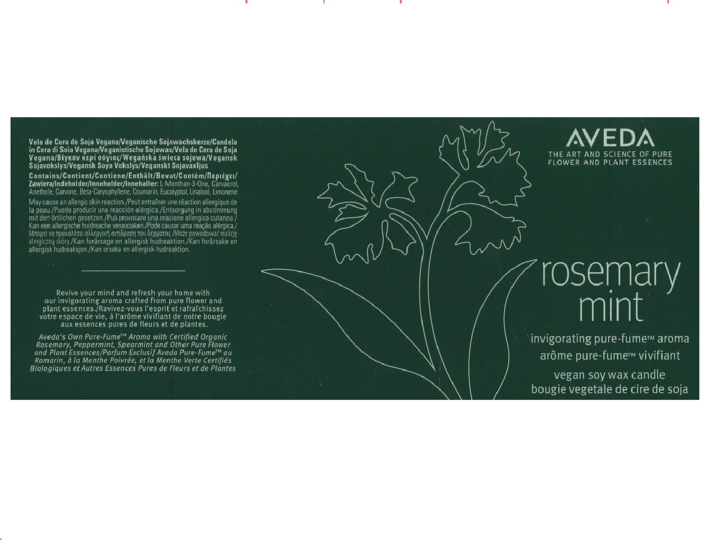 Aveda Rosemary Mint Vegan Soy Wax Candle | Invigorating Aroma of Certified Organic Peppermint, Spearmint, Rosemary | 100% Naturally Derived*