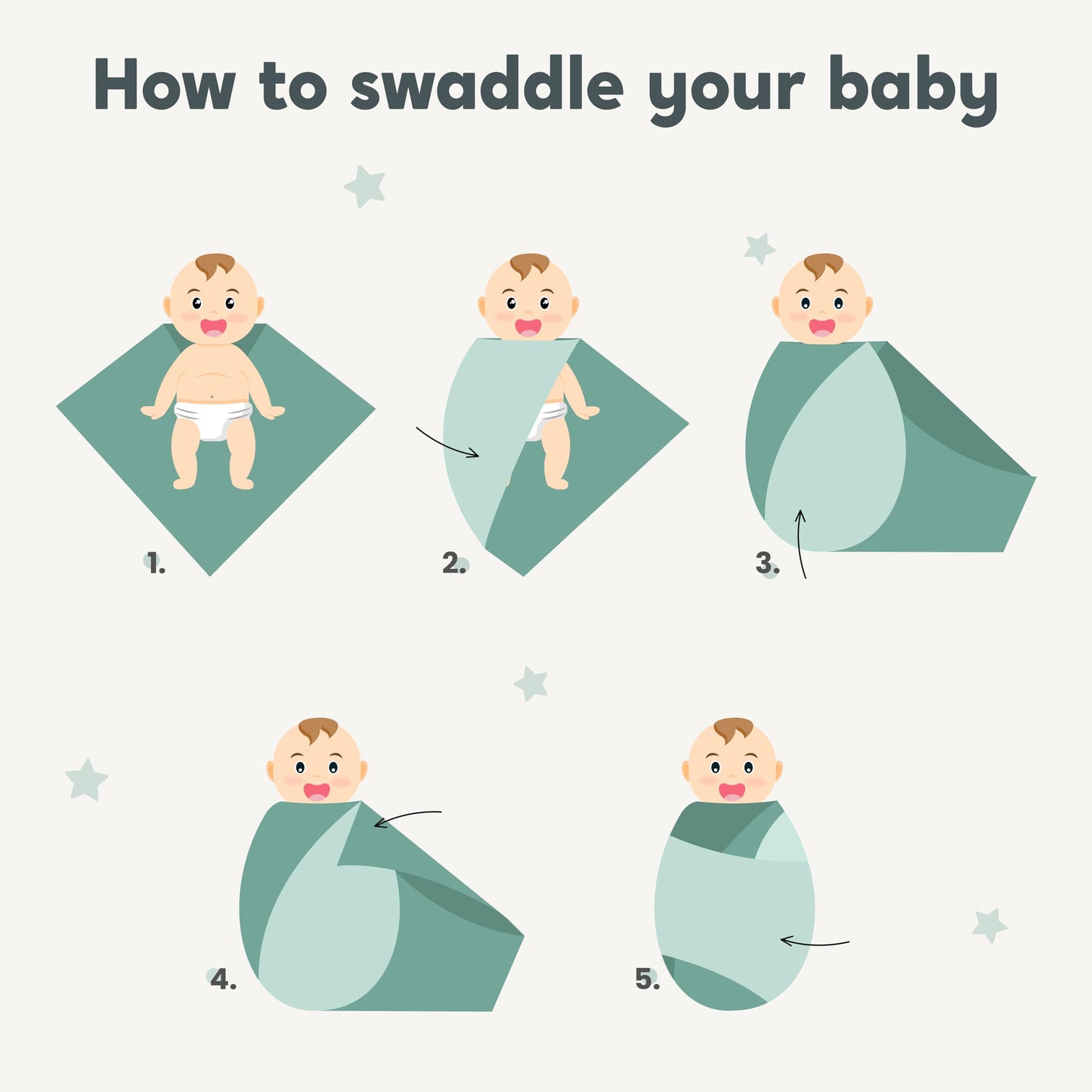 CuddleBug Muslin Swaddle Blankets 4Pack - 47x47inch Soft, Lightweight & Breathable Cotton Ideal for Swaddling Newborn Babies - Spots N' Stripes