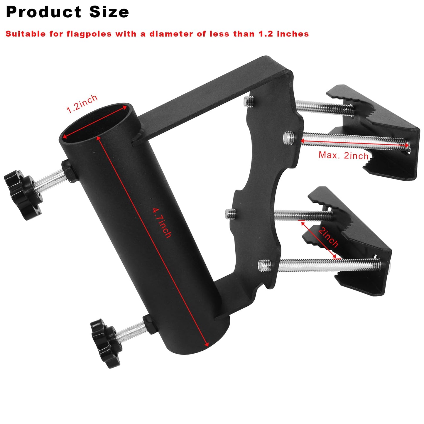 Flag Pole Holder Wall Mount Bracket Multifunctional Adjustable Flag Pole Holder Bracket,Heavy Duty Metal Flagpole Mount for House Balcony Railing Truck Deck 1.2" Inner Diameter Flag Pole Holder Clamp