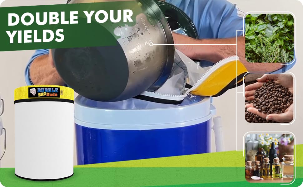 BUBBLEBAGDUDE Bubble Machine 5 Gallon 220 Micron Zipper Bag w/ 110 Volts Mini Washer Set - Herbal Bubble Ice Bag Essence Extractor Kit - Plant & Herb Extraction Bags, 2 String Locking System