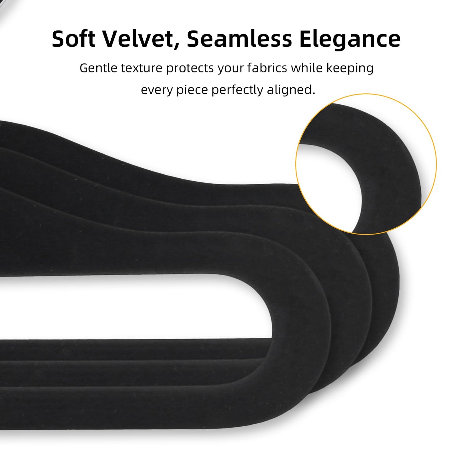 Velvet Pants Hangers, 20 Pack Non-Slip Open Ended Hangers with 360° Swivel Hook Slim Space Saving Jeans Hangers for Pants, Scarves, Ties, Towels, Black