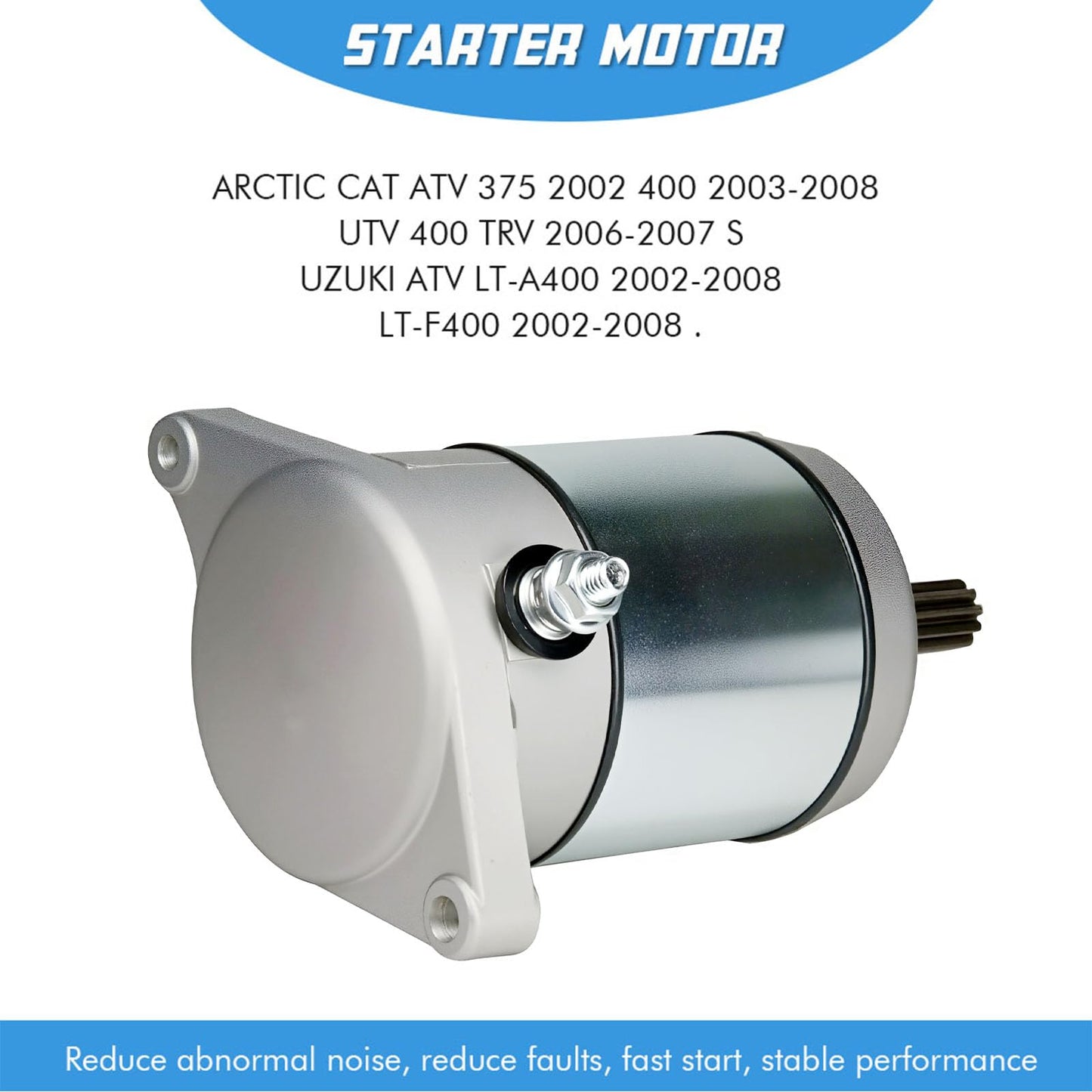 Starter Motor Replacement for Arctic Cat & Suzuki ATV 400 LT-A400F LT-A400FC Eiger Replaces # 3545-016 3313-719 3545-016 31210-PWB1-900 SM-14241 31100-38F00