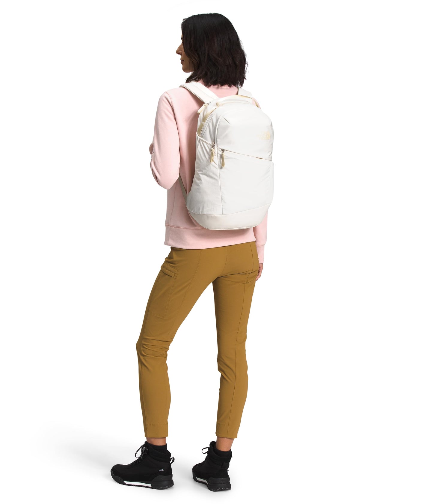 THE NORTH FACE Women's Isabella 3.0 Backpack | Everyday Travel Bag with 16" Laptop Sleeve, Water Repellent Finish, Gardenia White Dark Heather/Gravel-NPF, One Size
