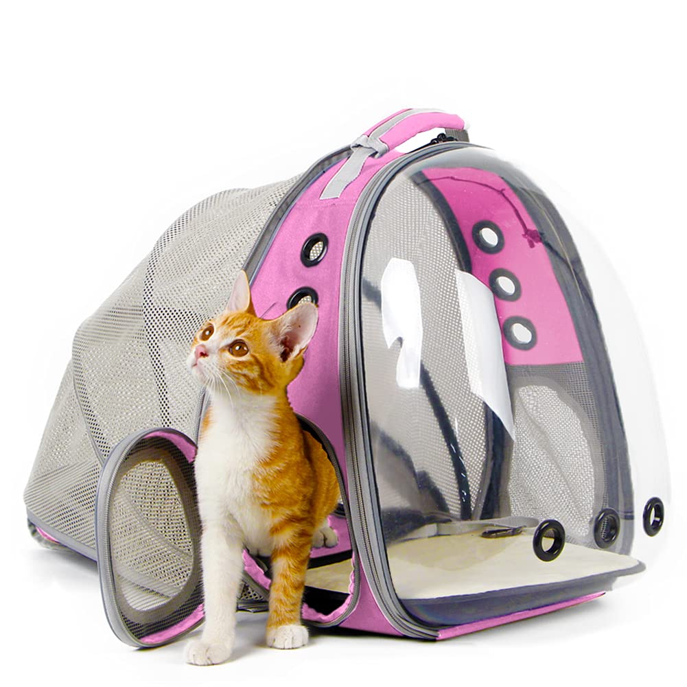 Expandable Cat Backpack, Space Capsule Bubble Transparent Clear Pet Carrier for Small Dog, Pet Carrying Hiking Traveling Backpack