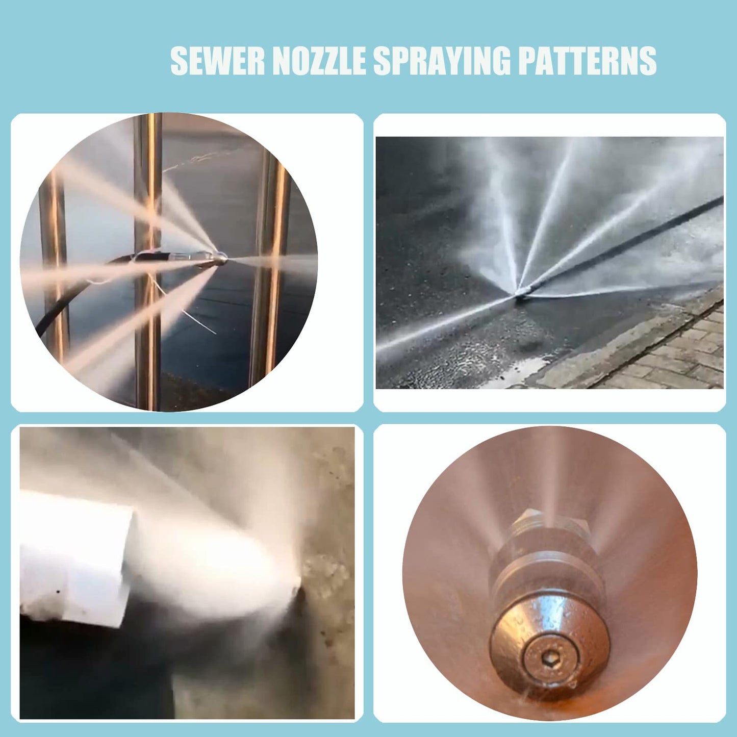 CREEXEON Sewer Jetter Kit for Pressure Washer, 100Ft Pressure Washer Hose,4 Pcs Sewer Jetter Nozzles, 2 Pieces M22-14mm 15mm Brass Thread, Spanners &Pearl Corsage Pin,1/4 Inch M-NPT