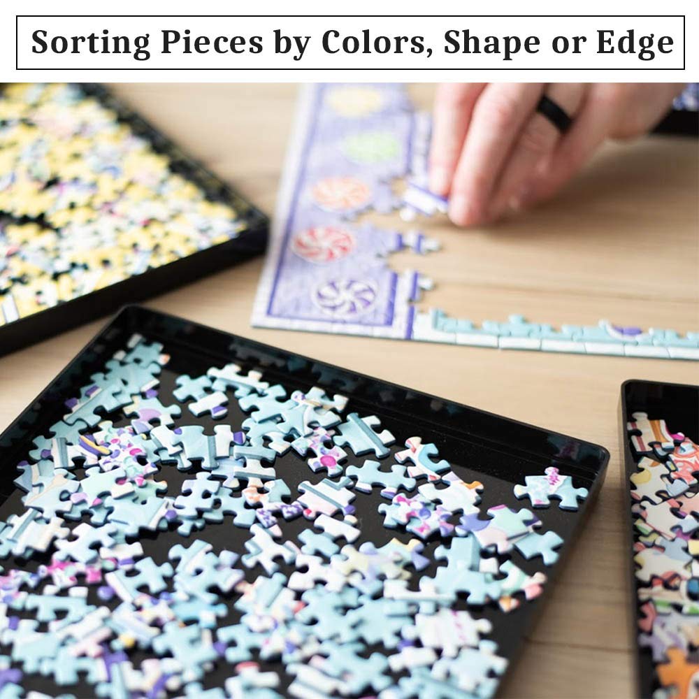 Puzzle Sorting Trays with Lid & Mover Card Sorter 9 x 9 Hold Up to 1500 Pieces Gift for Puzzle Lovers