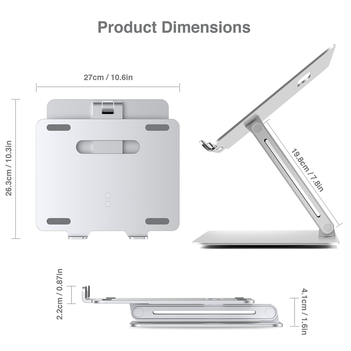 SHOPPINGALL Adjustable and Foldable Laptop Stand, Ergonomic and Portable Aluminum Laptop and Tablets Riser for Desk, Fits All Laptops and Notebooks and Tables up to 17 Inch - SA-LS1