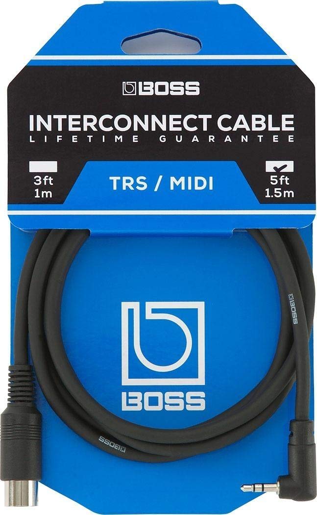 BOSS 5ft / 1.5m Angled MIDI to 3.5mm Straight TRS Cable (BMIDI-5-35)