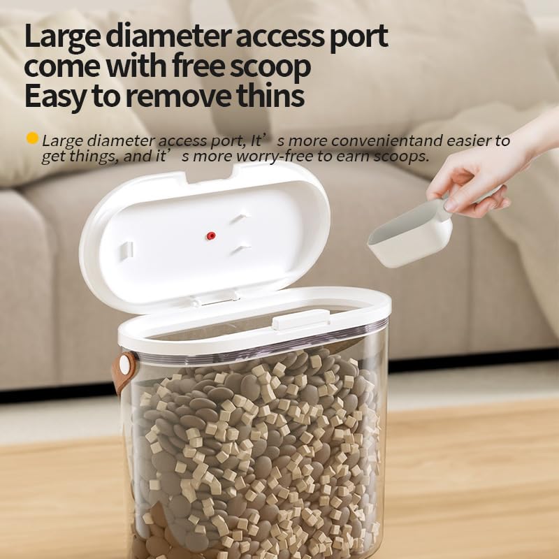 EPWIOR Pet Food Storage Container with Scoop, Flip-up Lid Airtight Container Transparent Dog Food Storage with for Cat & Cat Food Air Tight Food Container (6L)