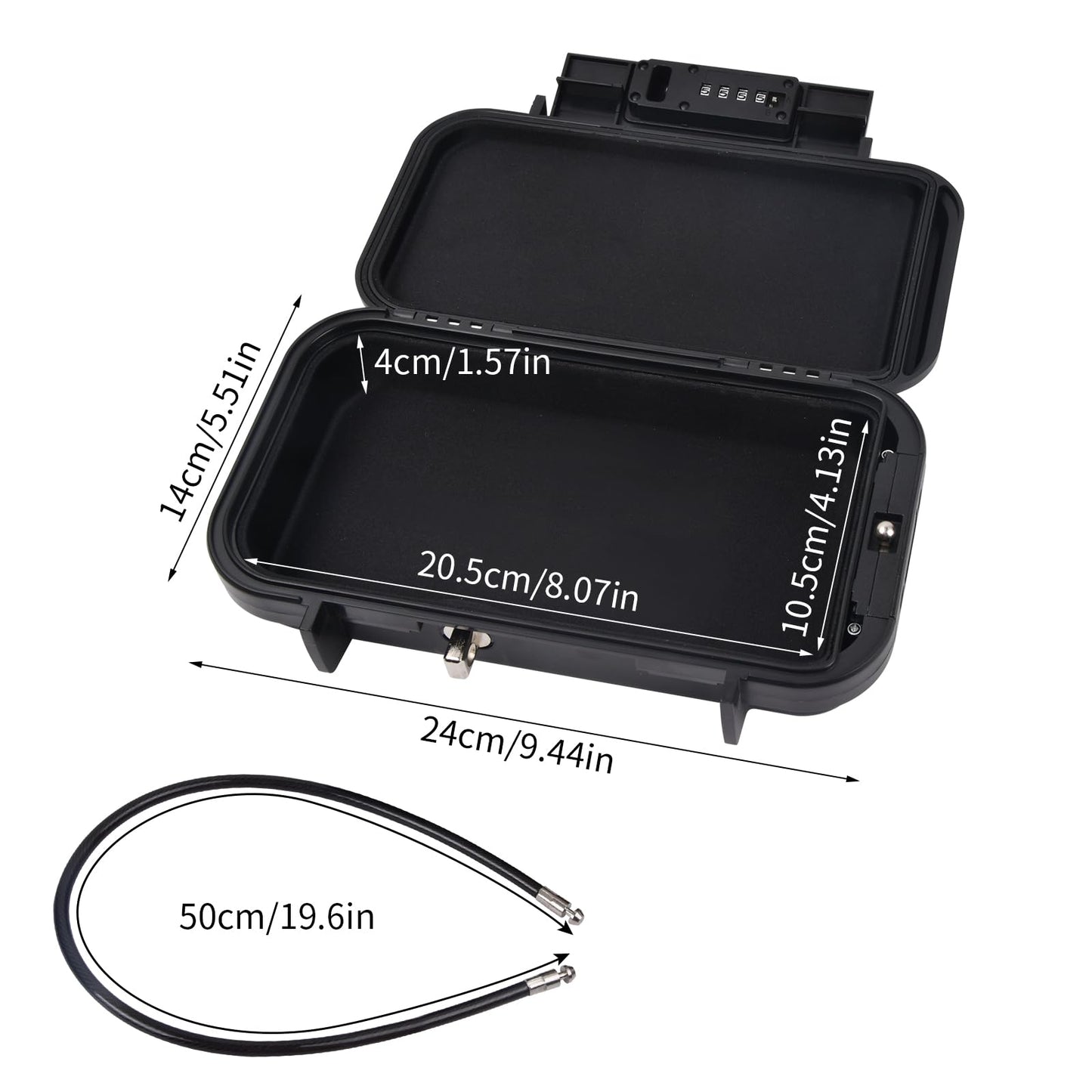 Hoxfly Portable Safe Box with Code, Waterproof Combination Security Lock Box, Travel Outdoor Mini Safe Box, Anti Theft Lockable Box with Removable Wire Rope for Travel Beach Home Office Hotel Car Dorm