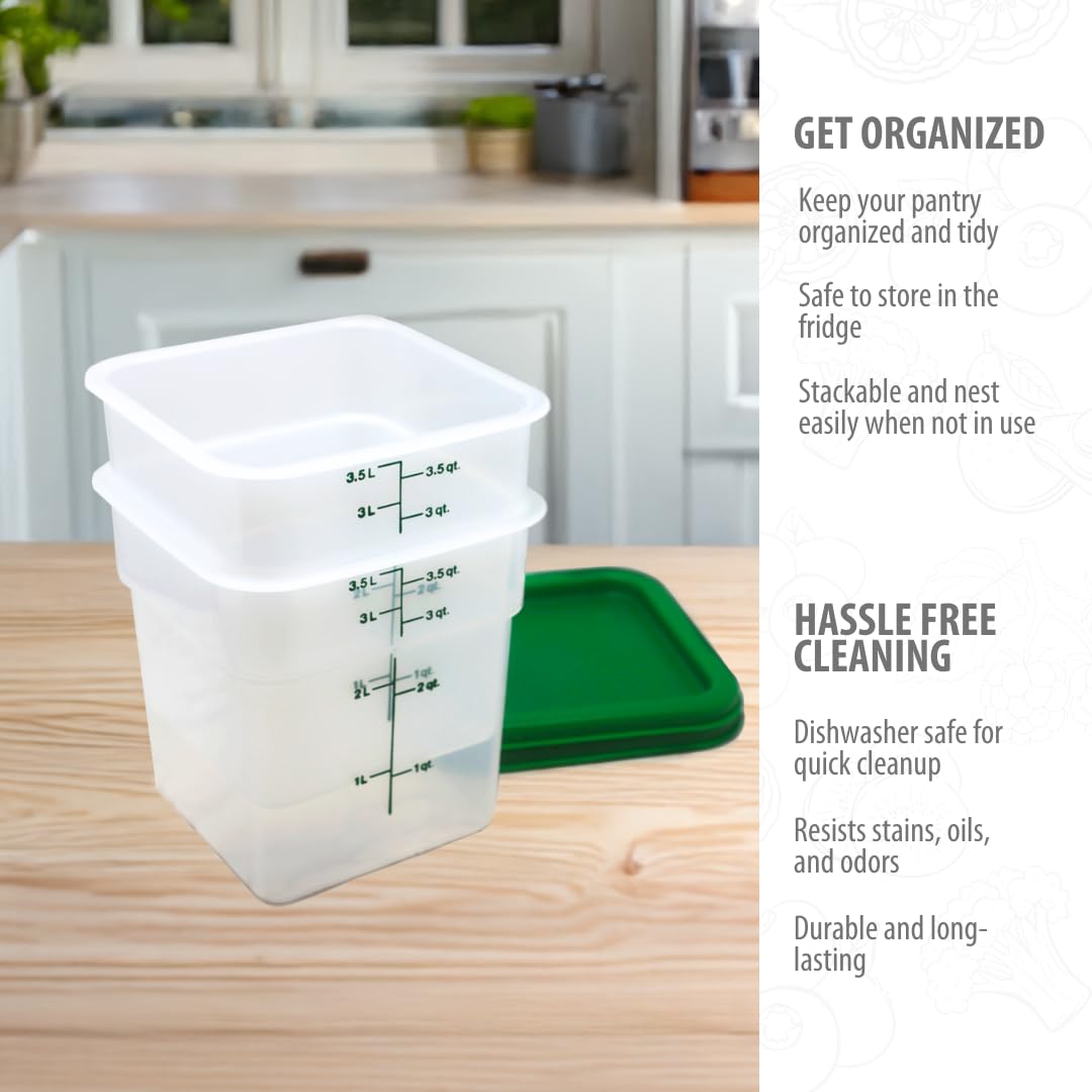 Cambro 4SFSPP190 4 Qt. Translucent Container with SFC2452 Kelly Green Lid, 4Quart, pack of 2