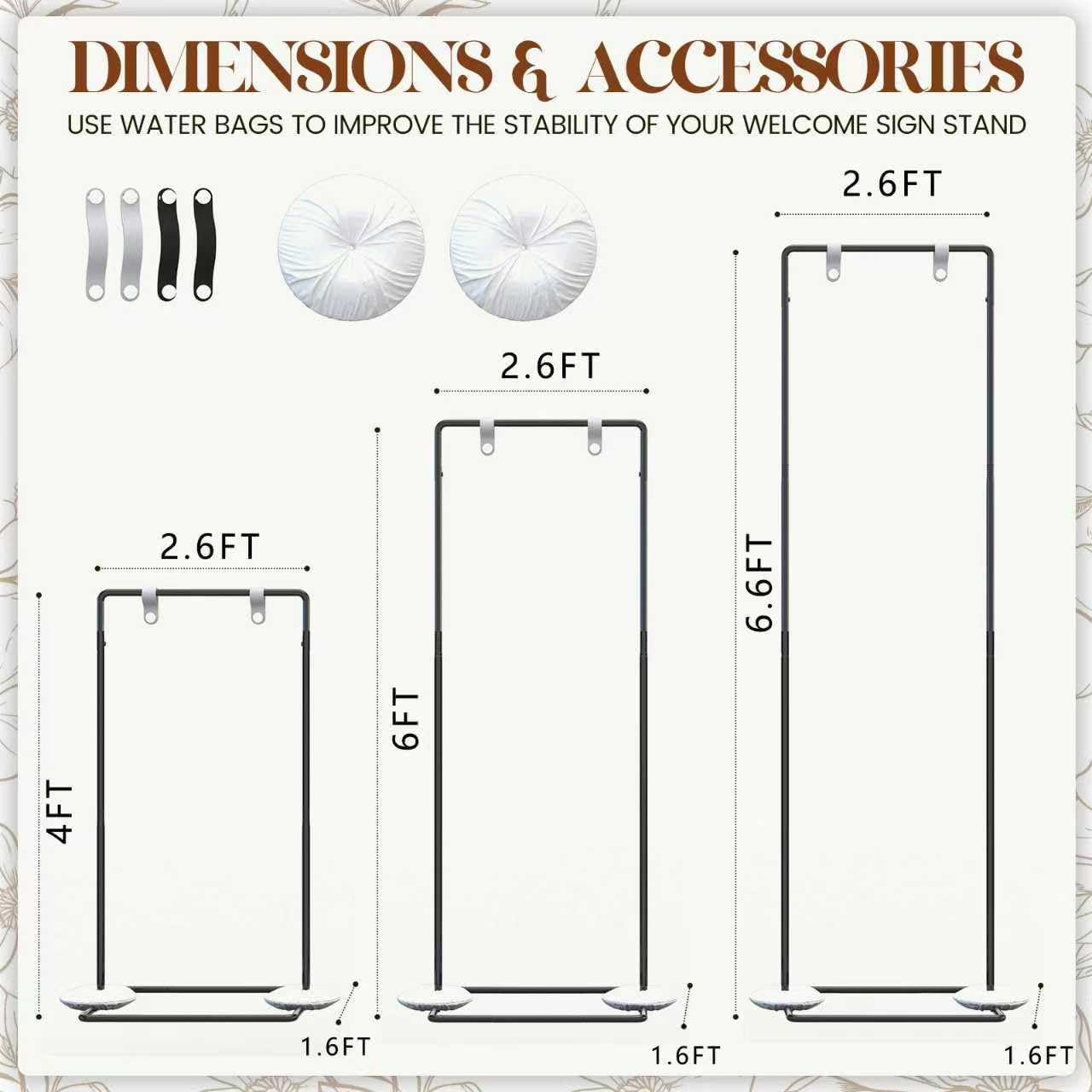 Wedding Welcome Sign Stand, Adjustable Welcome To Our Wedding Sign Stand, 70”x 31”x 20”Welcome Sign Holder with 4 Leather Sign Hanging Straps, Wedding Seating Chart Stand, Easel for Display, Black