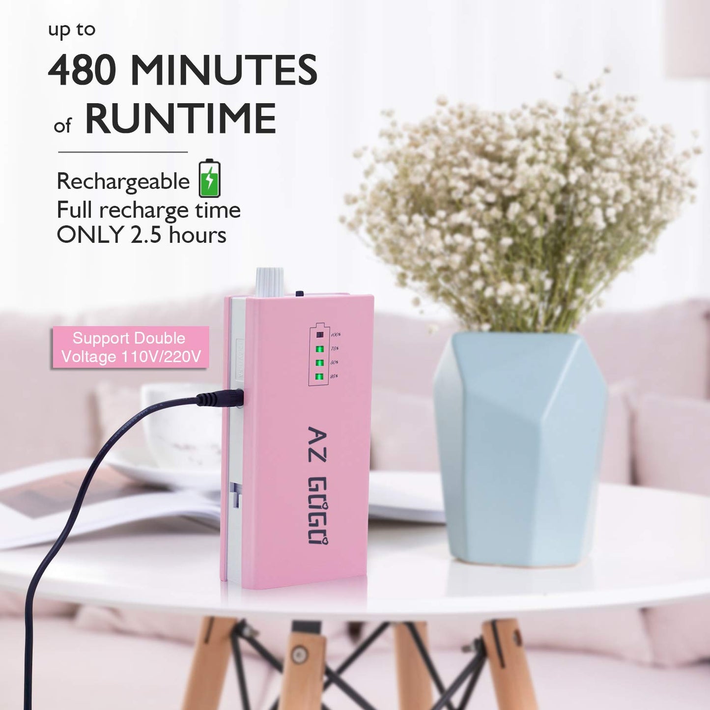 Cordless Nail Drill, AZ GOGO 30000RPM Rechargeable Portable Electric Nail Drill Machine for Gel Acrylic Nails - Efile Manicure/Pedicure Kit with EVA Bag (Blue)