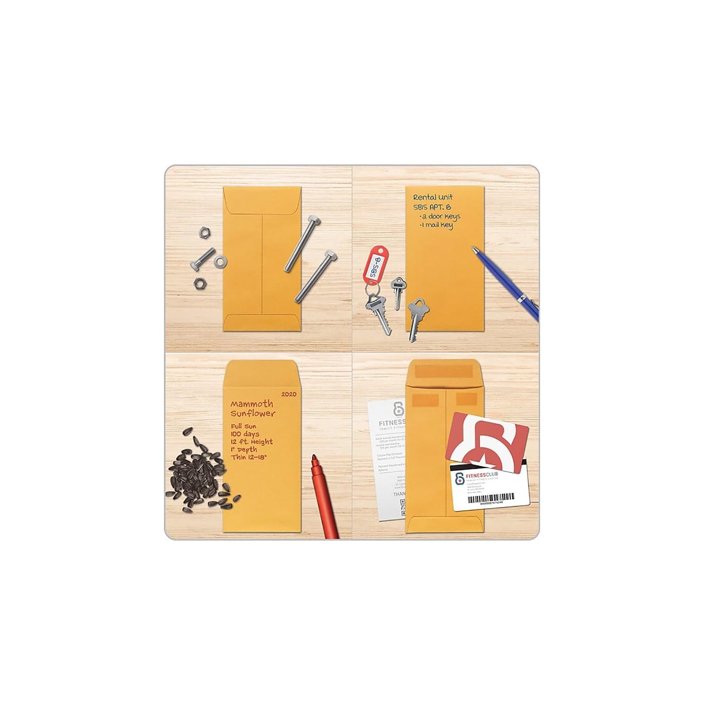 Quality Park Envelopes, #7 Coin and Small Parts, Self-Seal, Brown Kraft, 24 lb, 3-1/2" x 6-1/2", Holds Keys, Coins, Gift Cards, Seeds, 500 Per Box, for Home, Office, and Garden Use