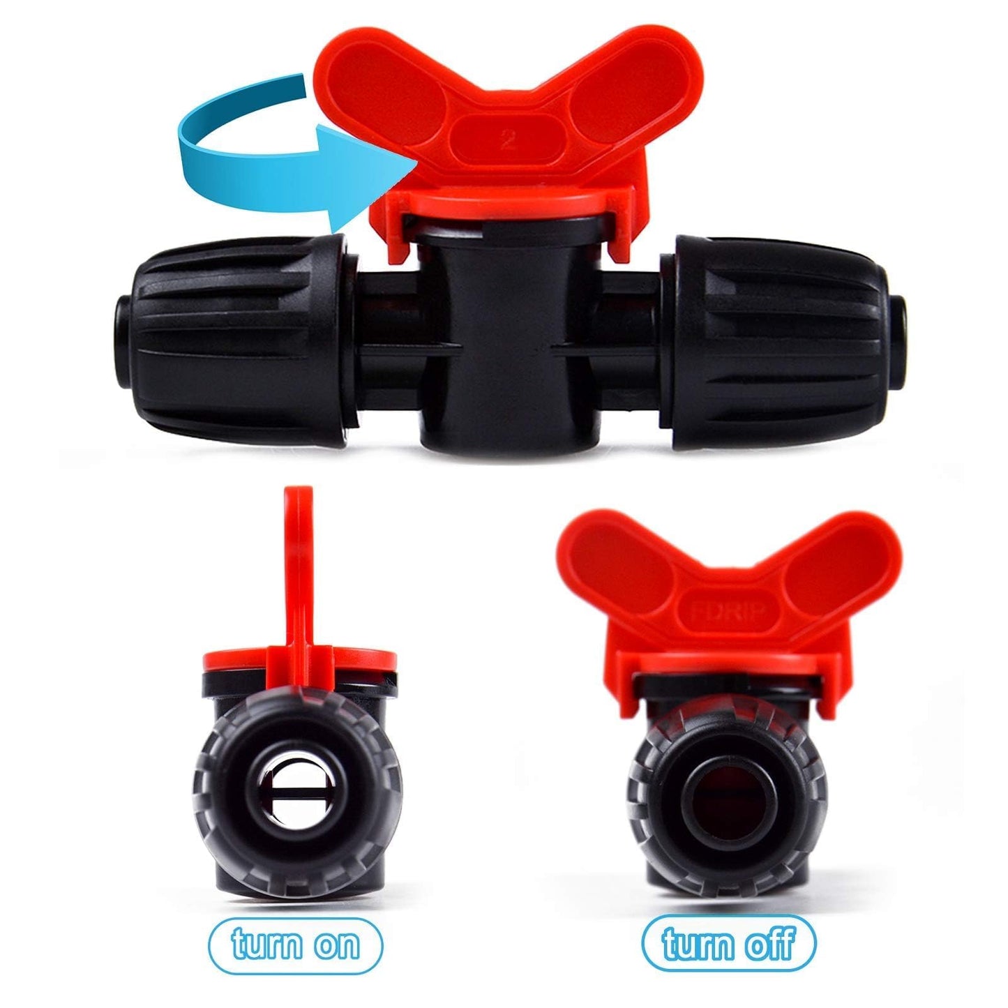 Kalolary 20PCS Drip Irrigation Switch Valves, 1/2" Barbed Lock Shut Off On Valves in-line Barbed Tee Switch Valve for 1/2 Inch Tube 16mm Irrigation Valve Fittings with Lock for Garden Sprinkler System