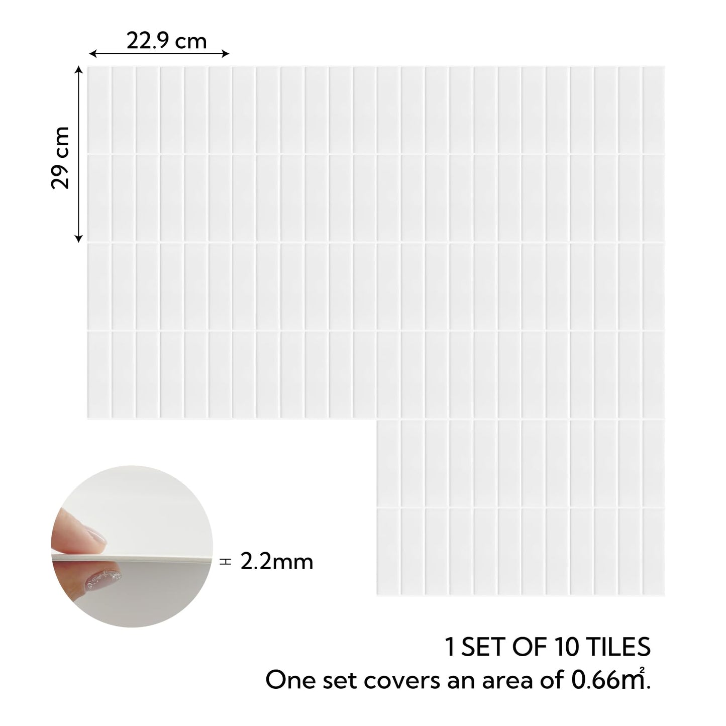 Peel and Stick Backsplash Tiles – 10 Pack 3D Self-Adhesive Wall Panels for Kitchen & Bathroom – Waterproof, Heat-Resistant Stick-On Tile – Modern Design (White)