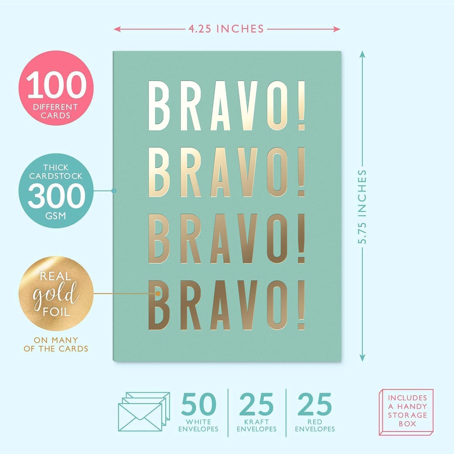 Sweetzer & Orange 100 All Occasion Cards & Envelopes Set - Greeting Notecards Assortment Box - Birthday Cards Bulk for Office, Thank You, Holiday, Blank Notecards & more – Organizer Box Included