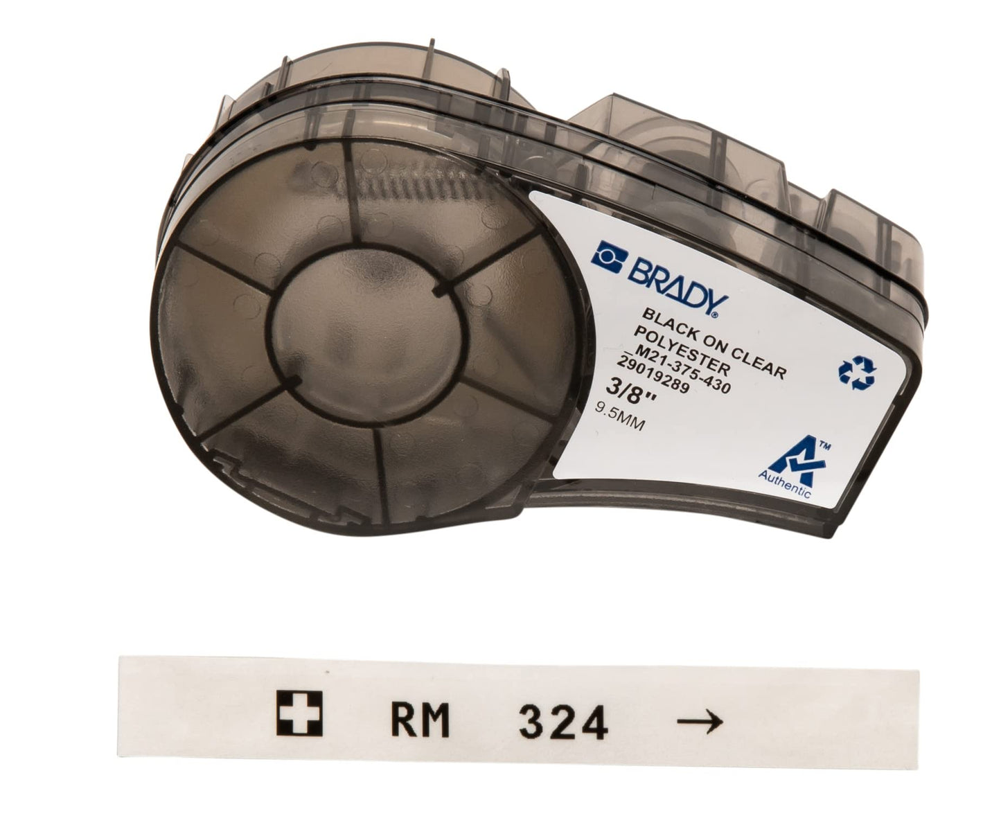 Brady M21-375-430 21' Length, 0.375" Width, B-430 Clear Polyester, Black on Clear Color, BMP 21 Mobile Printer ID Pal and LABPAL Printer Label