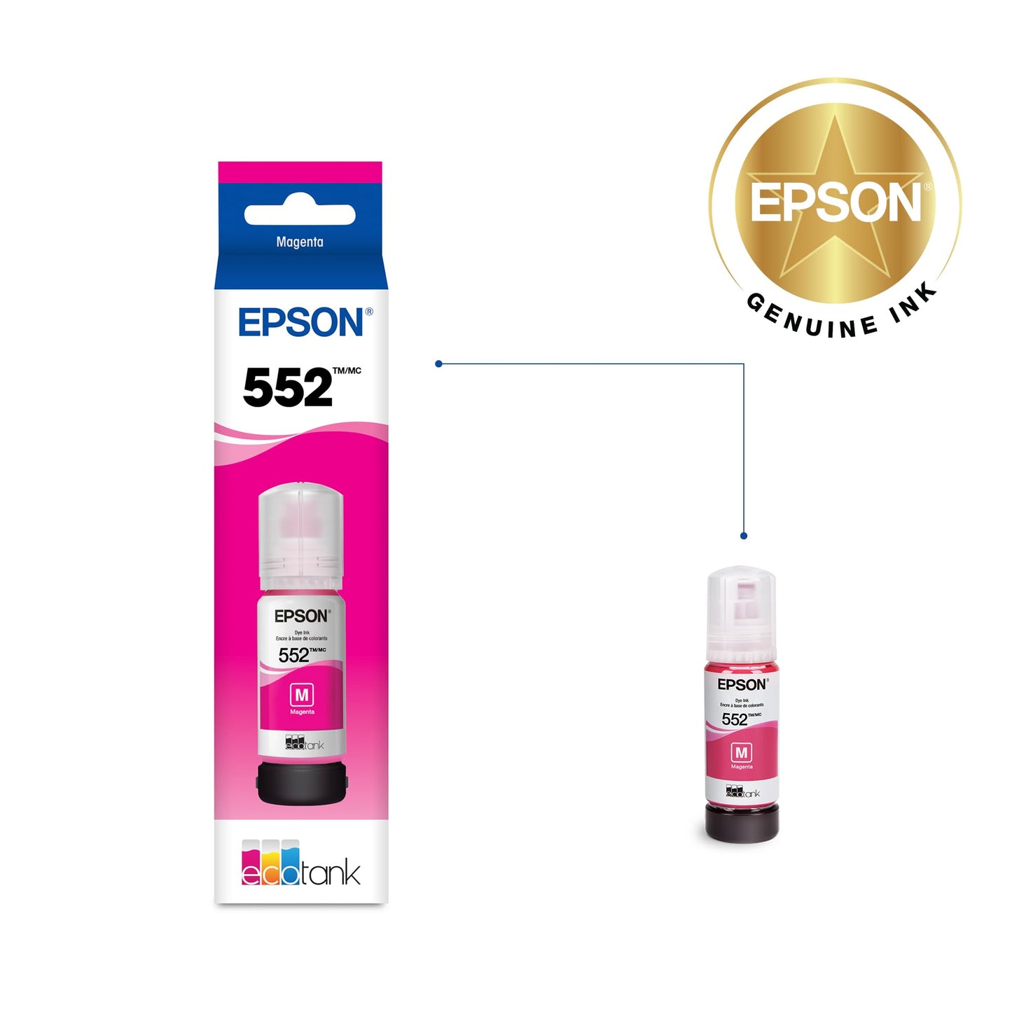 Epson 552 EcoTank Ink Ultra-high Capacity Bottle Cyan (T552220-S) Works with Photo ET-8500, 8550