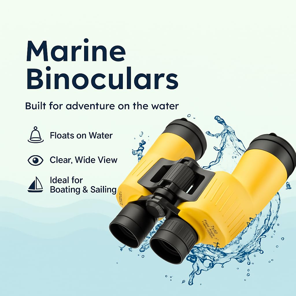 Barska Floatmaster 7x50 Floating Waterproof Marine Binoculars – Fogproof, Rubber Armored, Durable Water-Resistant Binoculars for Boating and Outdoor Use