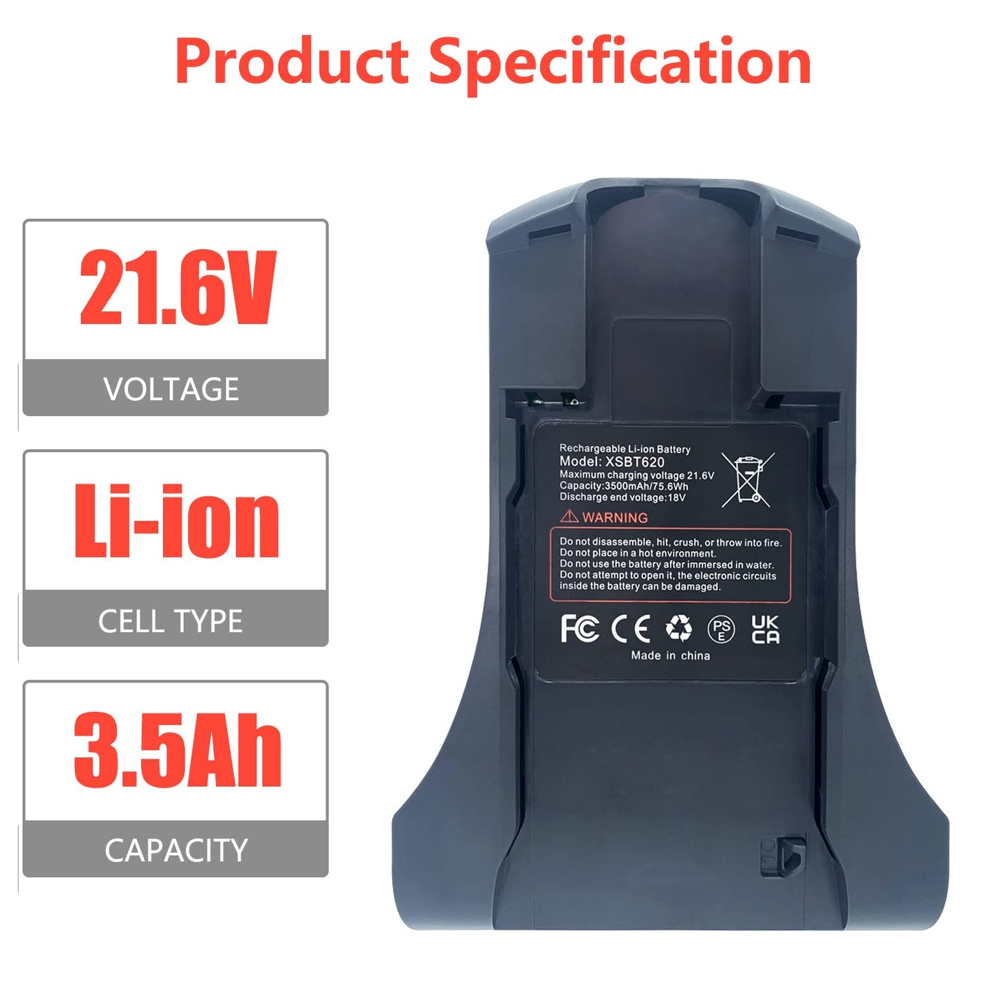 SLODA Battery Compatible for Shark XSBT620,XSBT620EU Vacuum Cleaner, fit IZ102ANZ,IZ162H,IZ163H,IZ362H, IZ363H,IZ165HC Shark Cordless Vacuum[3500mAh,21.6V]