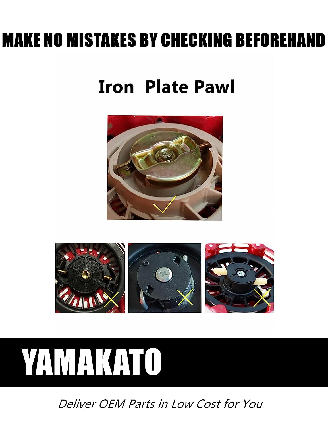 YAMAKATO 212 196 224 208 cc Recoil Pull Start Assembly w/Pulley Cup for Predator Champion Coleman Honda Westinghouse Firman Ryobi Simpson 5.5 6.5 hp Small Engines etc.
