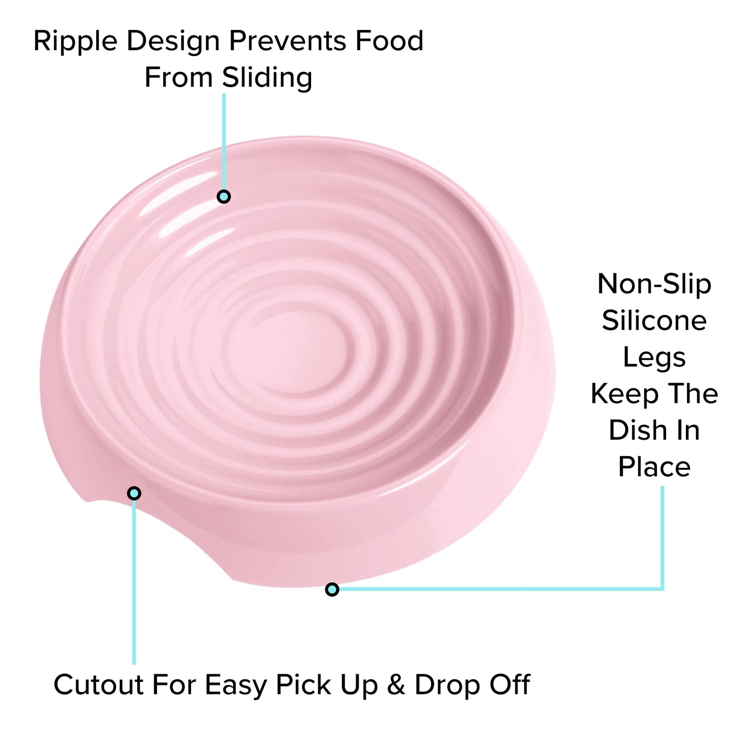 CatGuru Cat Bowls, Whisker Stress Free Cat Food Bowl, Reliefs Whisker Fatigue, Wide Cat Bowl, Non Slip Cat Food Bowls, Shallow Cat Dish, Cat Feeding & Watering Supplies (Set of Two, Pink)