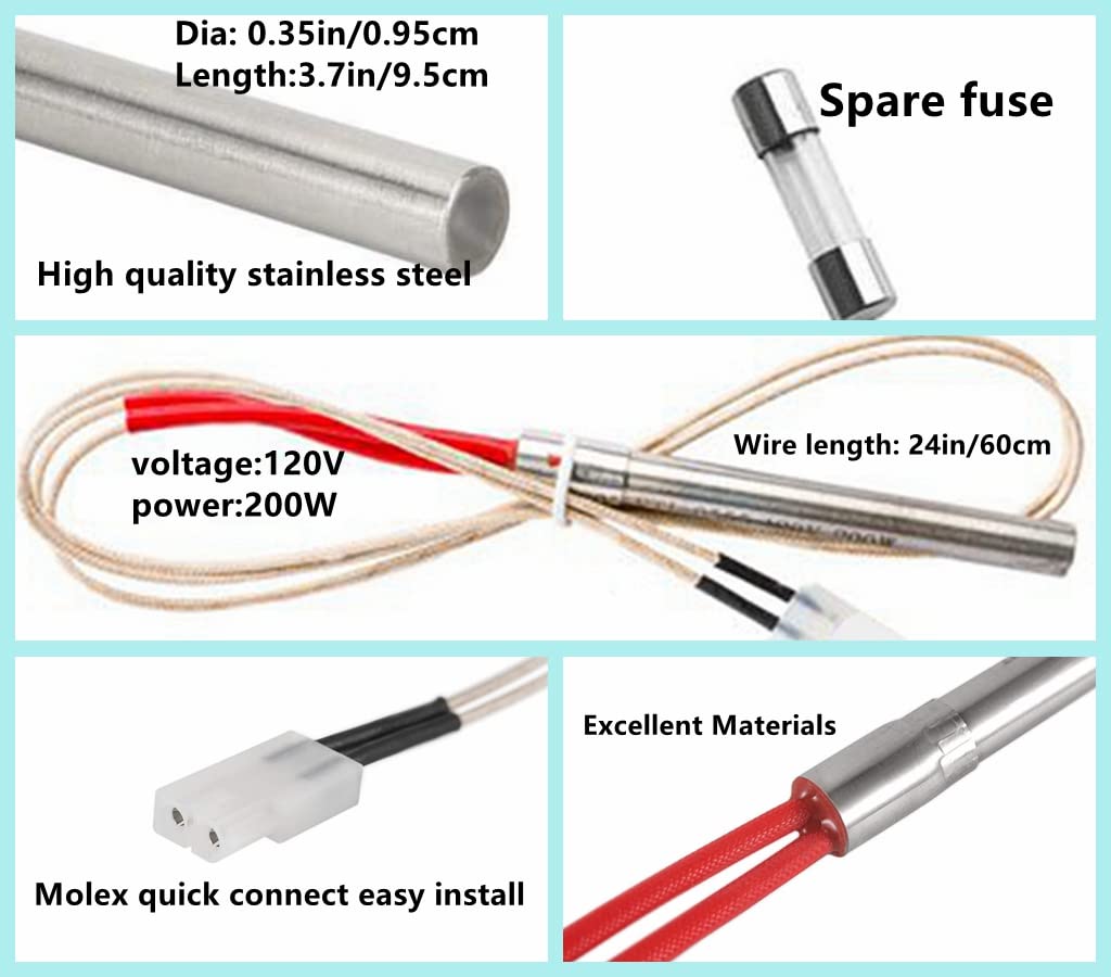 Fire Pot Burn Pot and Hot Rod Ignitor Kit Replacement Parts for Traeger and Pit boss Pellet Grill