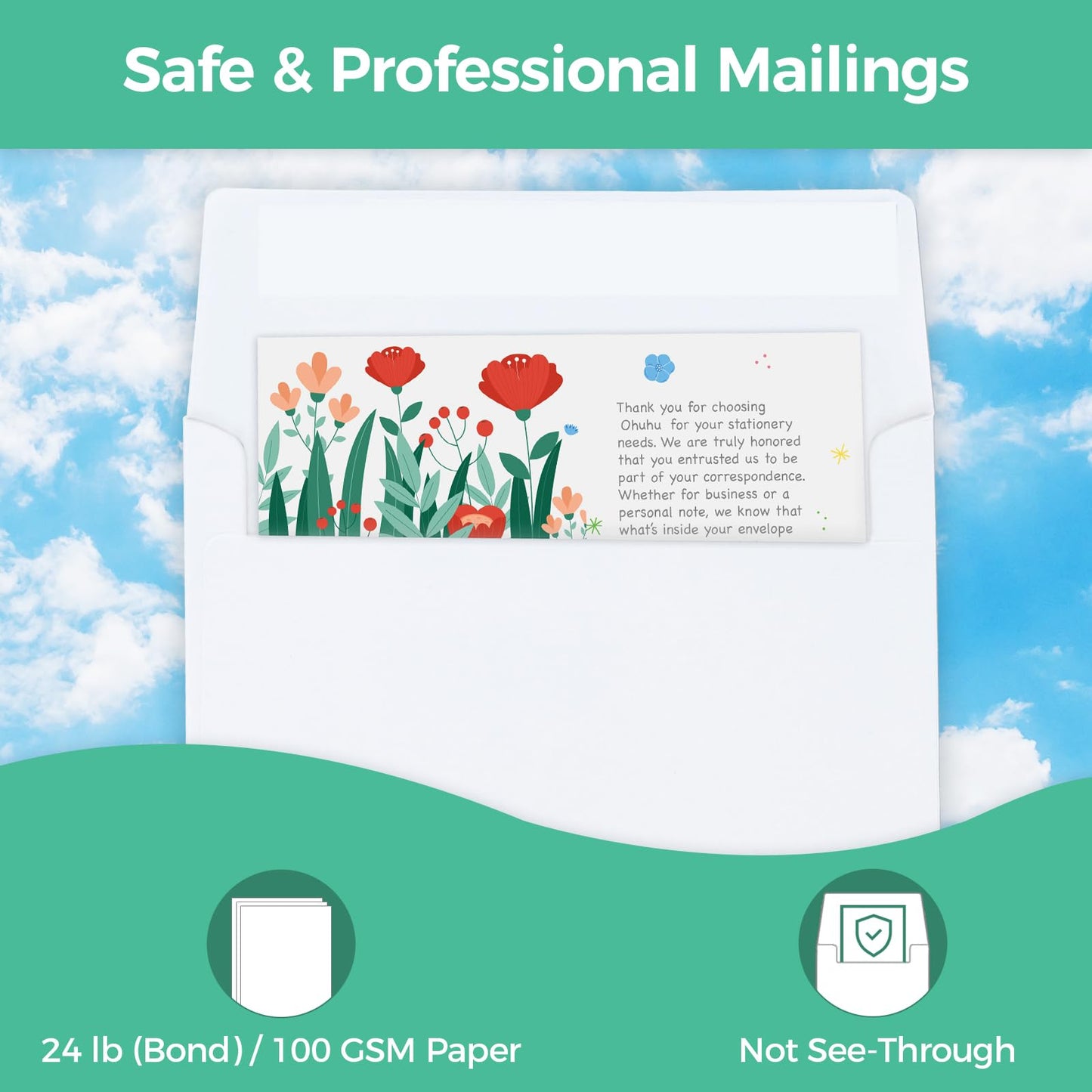 A2 White Envelopes 500 Pack, Ohuhu 4-3/8" x 5-3/4" Envelopes, Printable Invitation Envelopes, Envelopes Self Seal for 4.25x5.5 Cards, RSVP, Weddings, Invitations, Photos, Graduation, Baby Shower