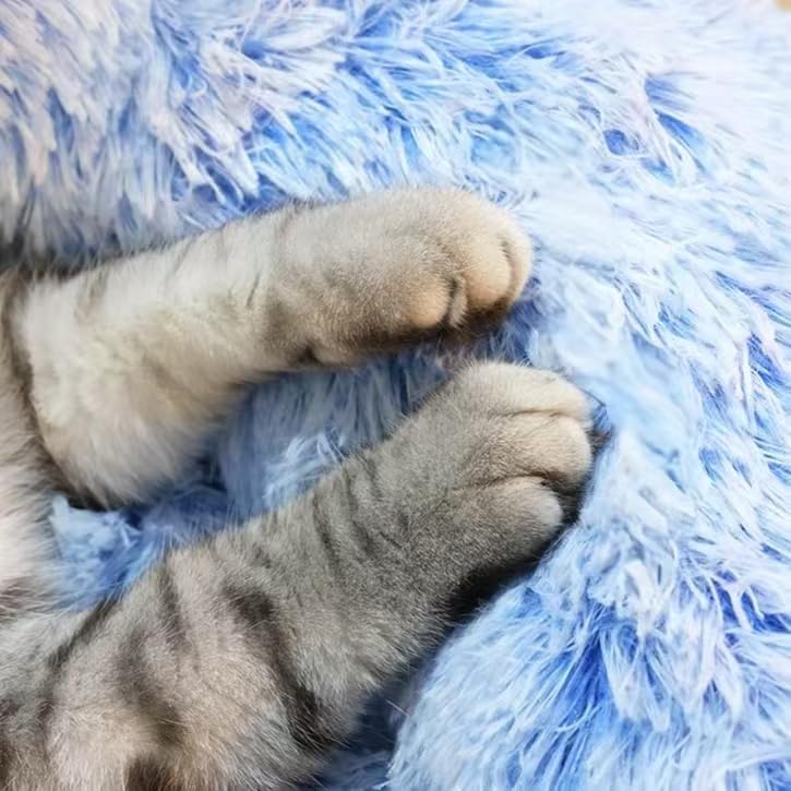 Cat Beds for Indoor Cats, Dog Beds for Small Dogs, Fluffy Plush Cat Bed Washable, Anti Anxiety Calming Dog Beds, Round Faux Fur Pet Bed up to 25lbs