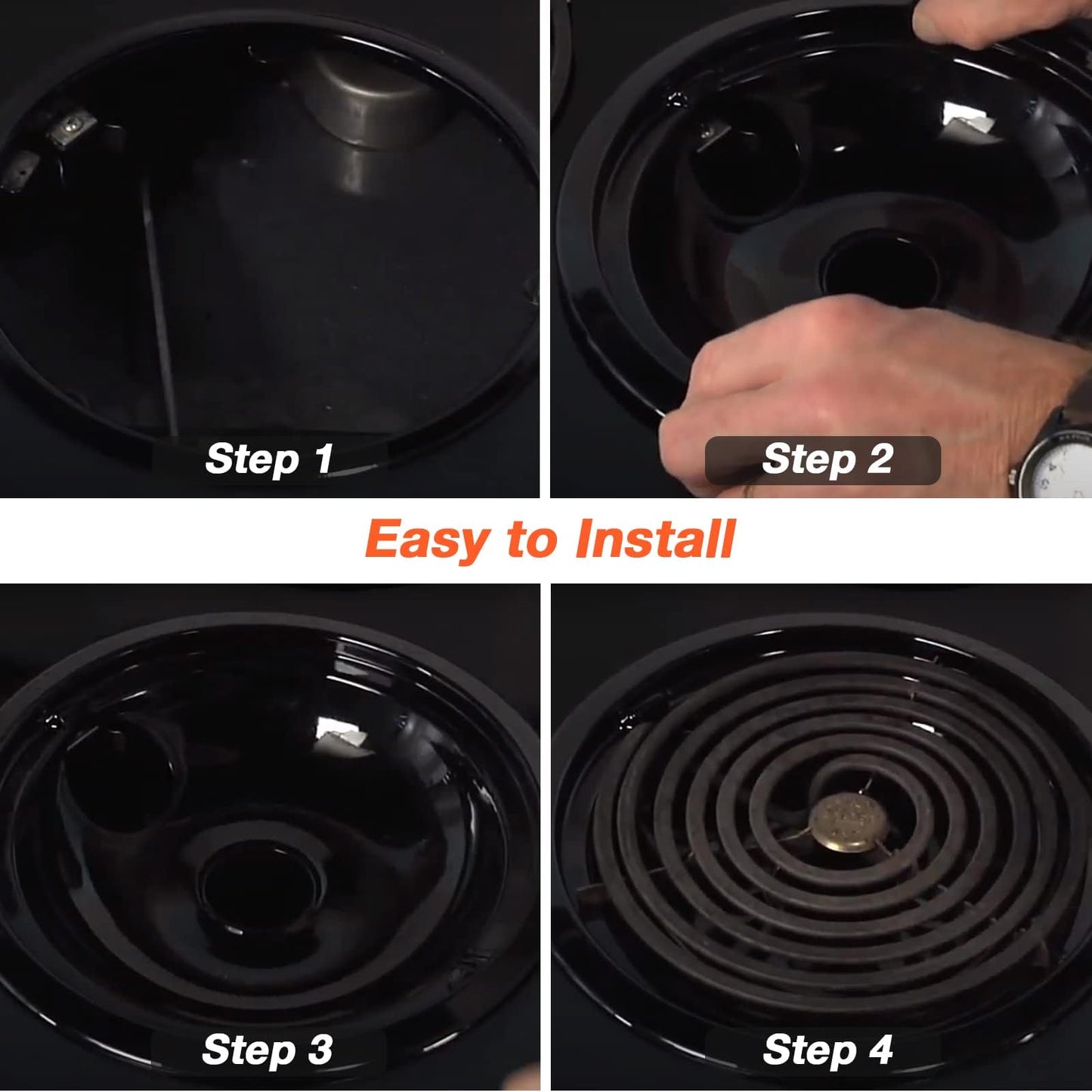 WB31M19 WB31M20 Stove Burner Drip Pans Black Compatible for GE Hotpoint Electric Stove Burner Range Cooktop Includes (2) 6" and (2) 8" black Drip Pans