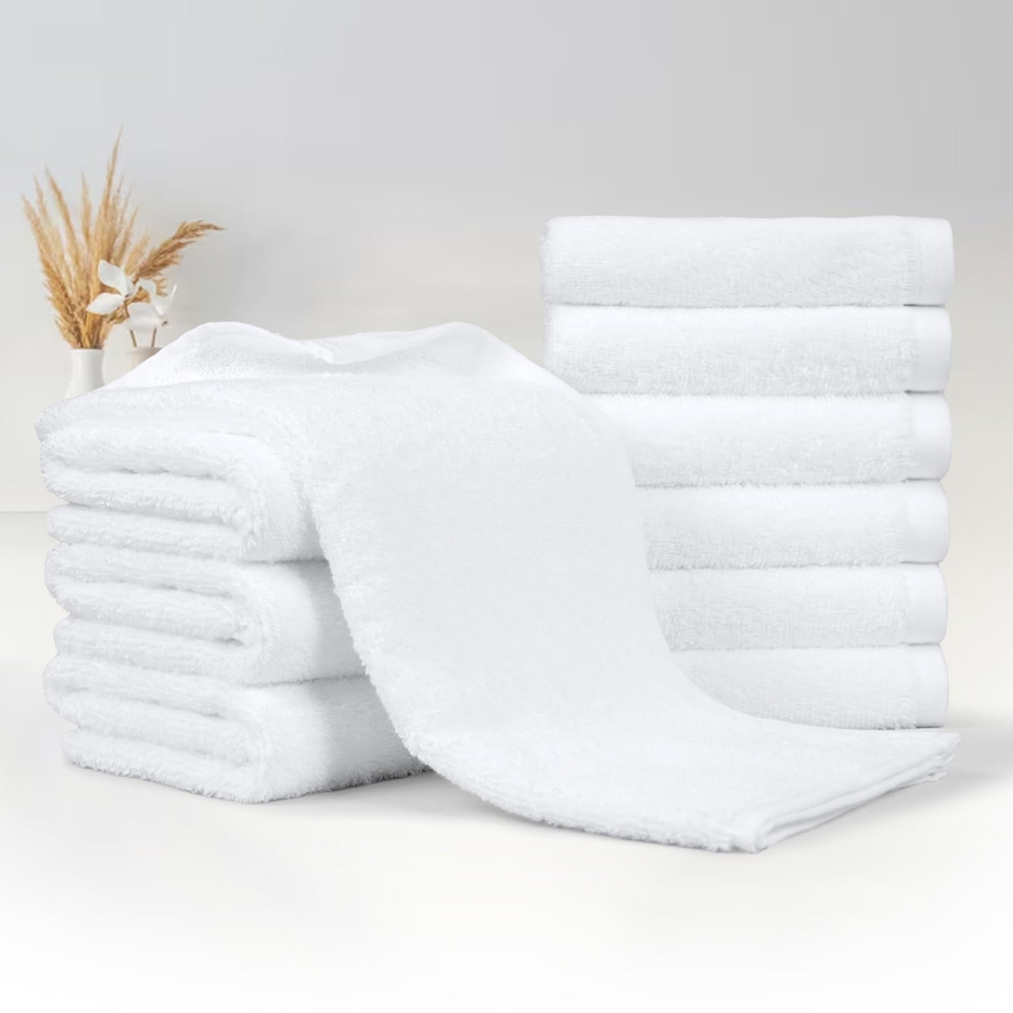 Amazon Basics 100% Cotton hand towel for bathroom - 24 Pack white towels (40.64 x 66.04 cm)