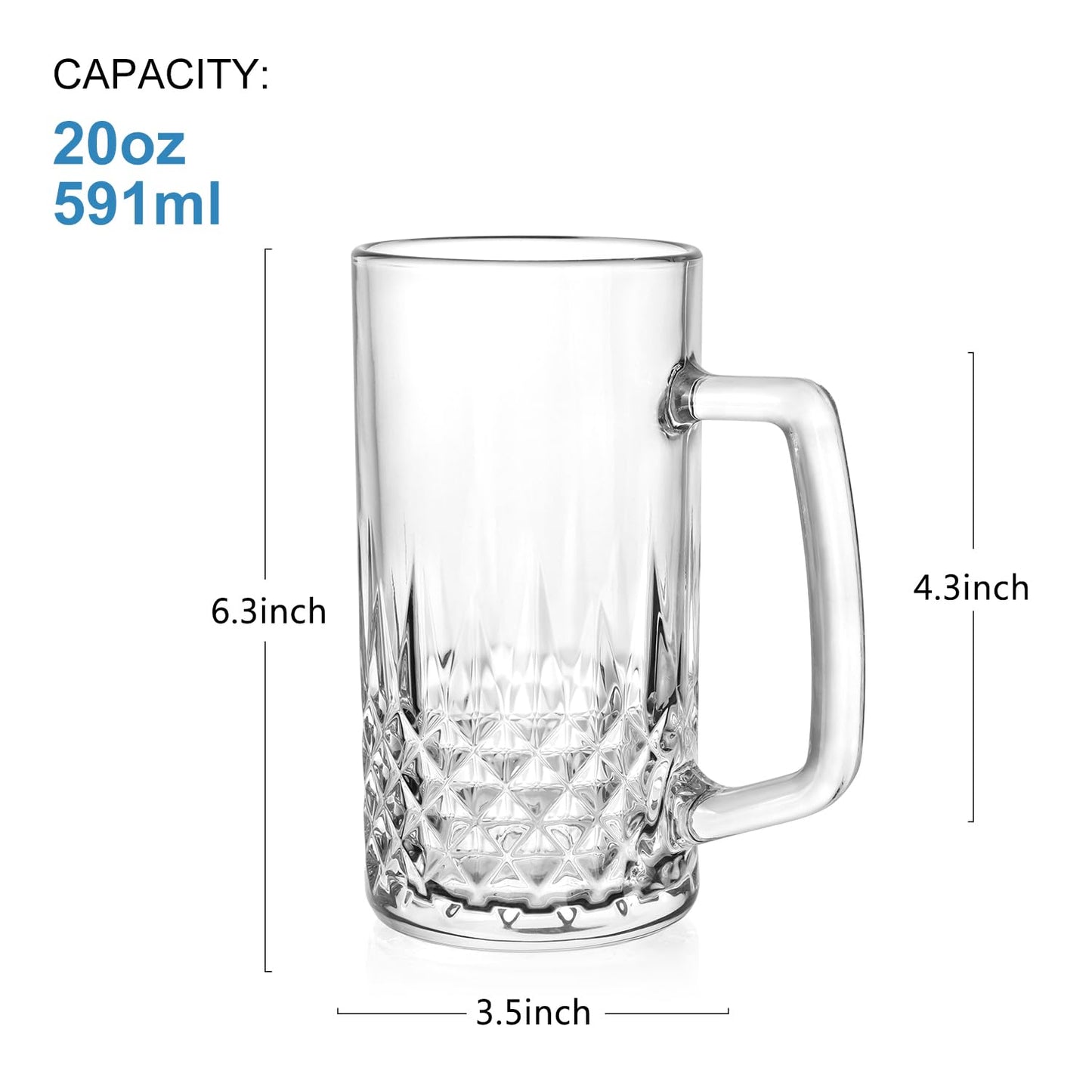 GOSDENG 4 Pack Beer Mugs for Freezer, Double Wall Insulated Glasses – Freezer Mugs, 20 oz – Perfect Frozen Beer Mugs for Home Bar Accessories, Gifts for Men