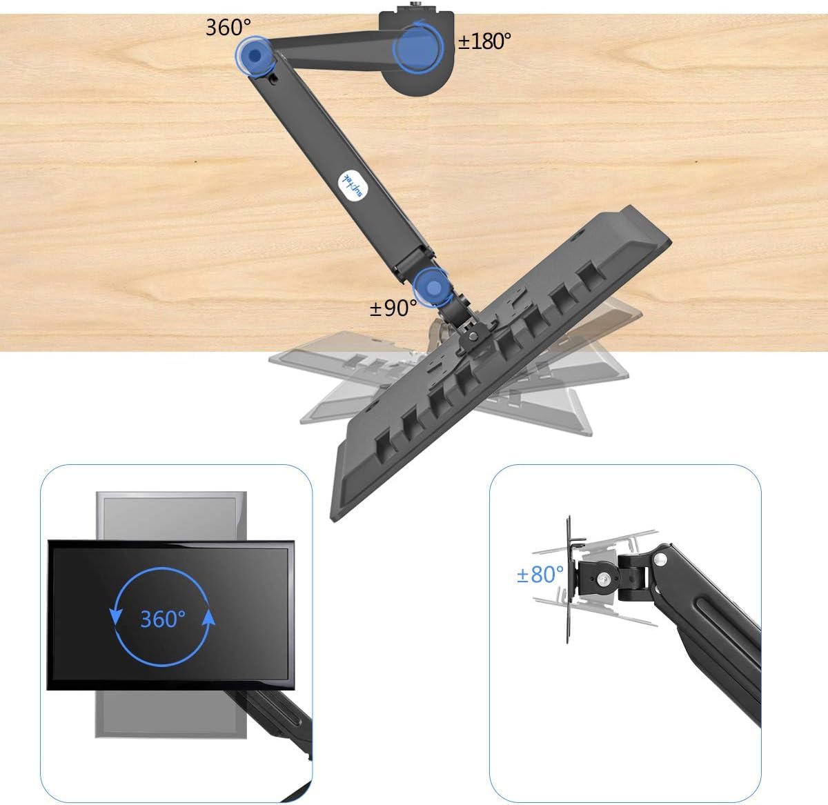 suptek Fully Adjustable Gas Spring Monitor Mount Fits 17 20 22 23 24 26 27 32inch Monitors Weight Capacity up to 22 lbs