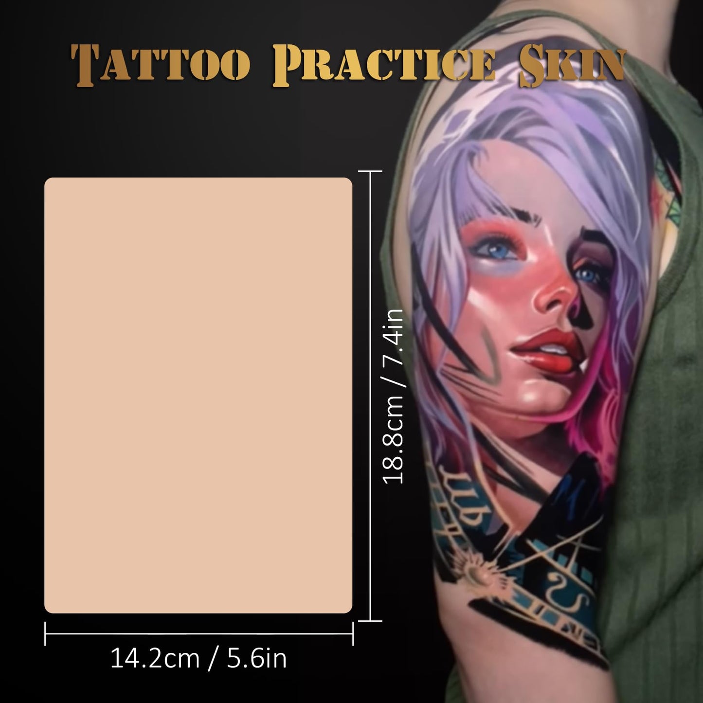 3MM Tattoo Practice Skin - Jconly 20Pcs Double Sides Thick Fake Skin Tattoo Skin for Practicing, 8×6 in Soft Practice Skin for Beginners and Experienced Tattoo Artists (20pcs)