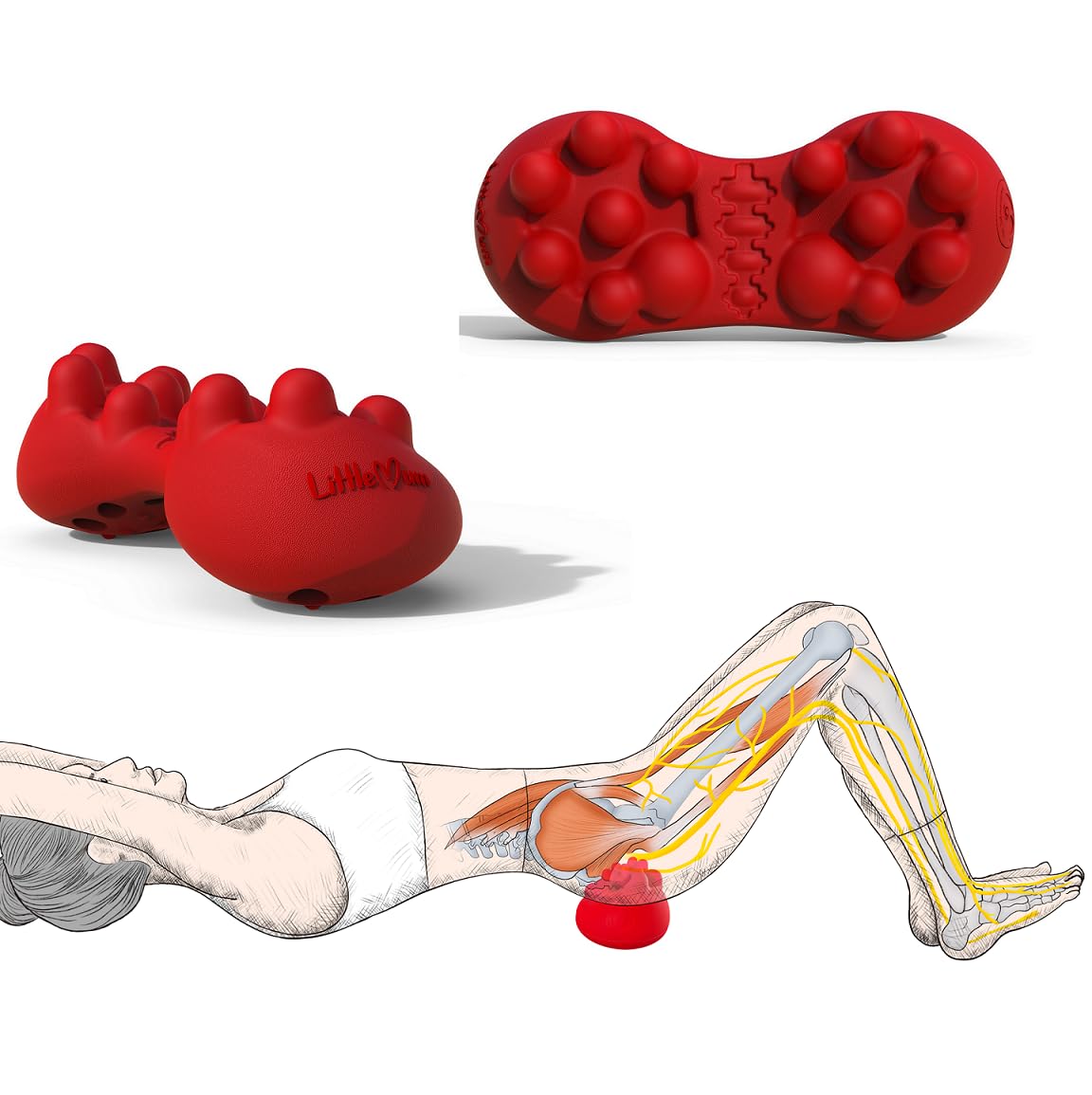 LittleMum Trigger Point Massager for Myofascial Release, Sciatica & Piriformis Syndrome - Relieves Back Knots and Strain Pain