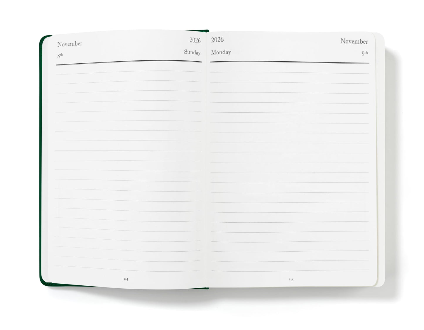 Wykeham's Executive 2026 Daily Journal Planner – Canadian Public Holidays & Format – Customisation Available (Racing Green, 8.5"×5.5")