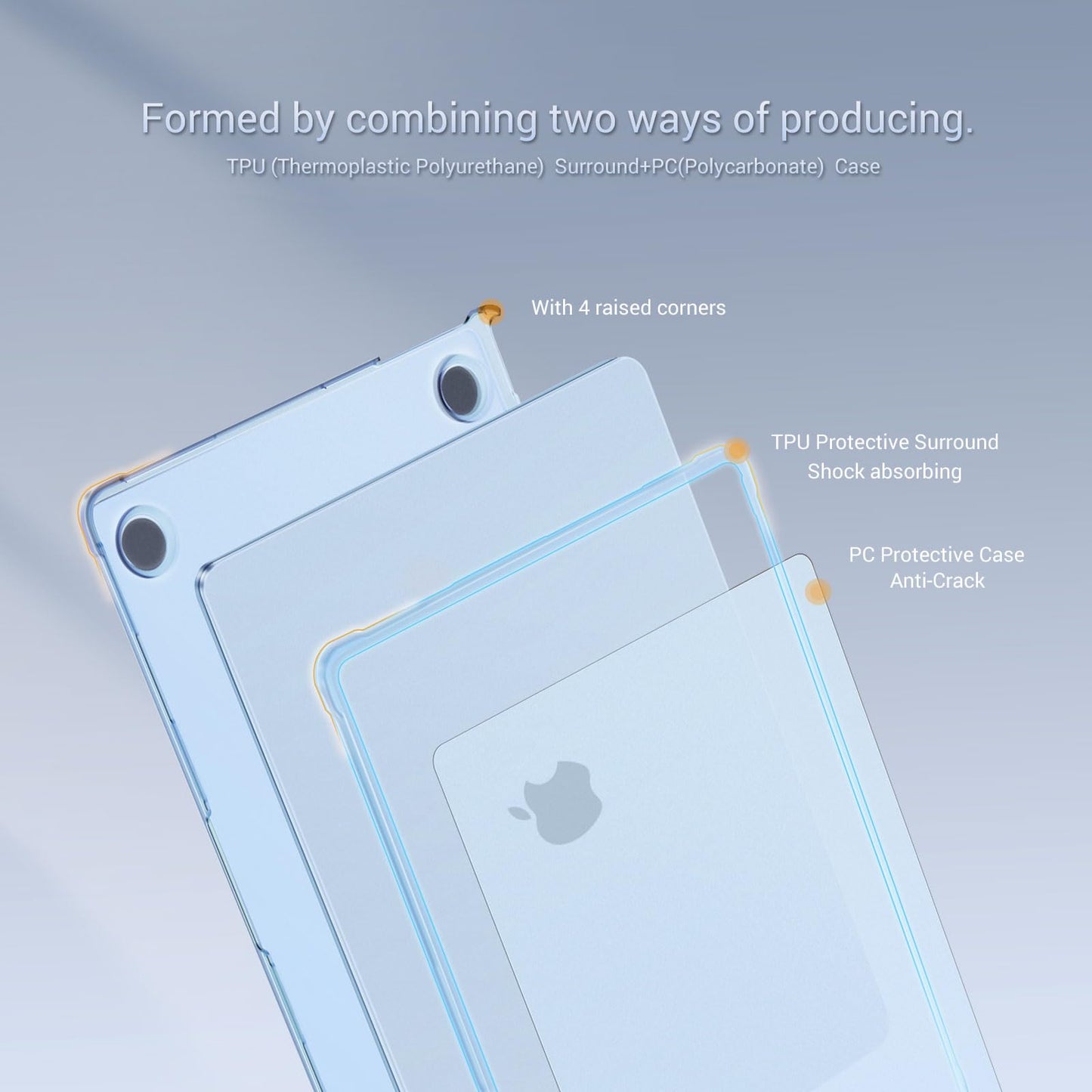 MOSISO Compatible with MacBook Air 13 inch Case M5 M4 M3 M2 2026-2022 A3449 A3240 A3113 A2681,Protective Hard Case&Keyboard Skin&Screen Film&Type C with TPU Bumper for MacBook Air 13.6, Sky Blue