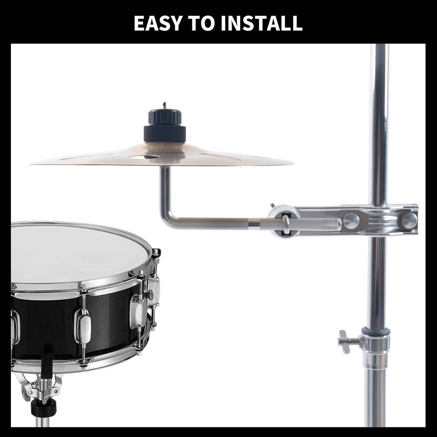Seteol Cymbal Boom Arm Holder with Clamp, L-Arm Rod with Bracket Holder Extension Arm Attachment, Cymbal Stand Mount for Drum Hardware Cymbal Stand Percussion Instrument Accessories (Long/30CM Arm)