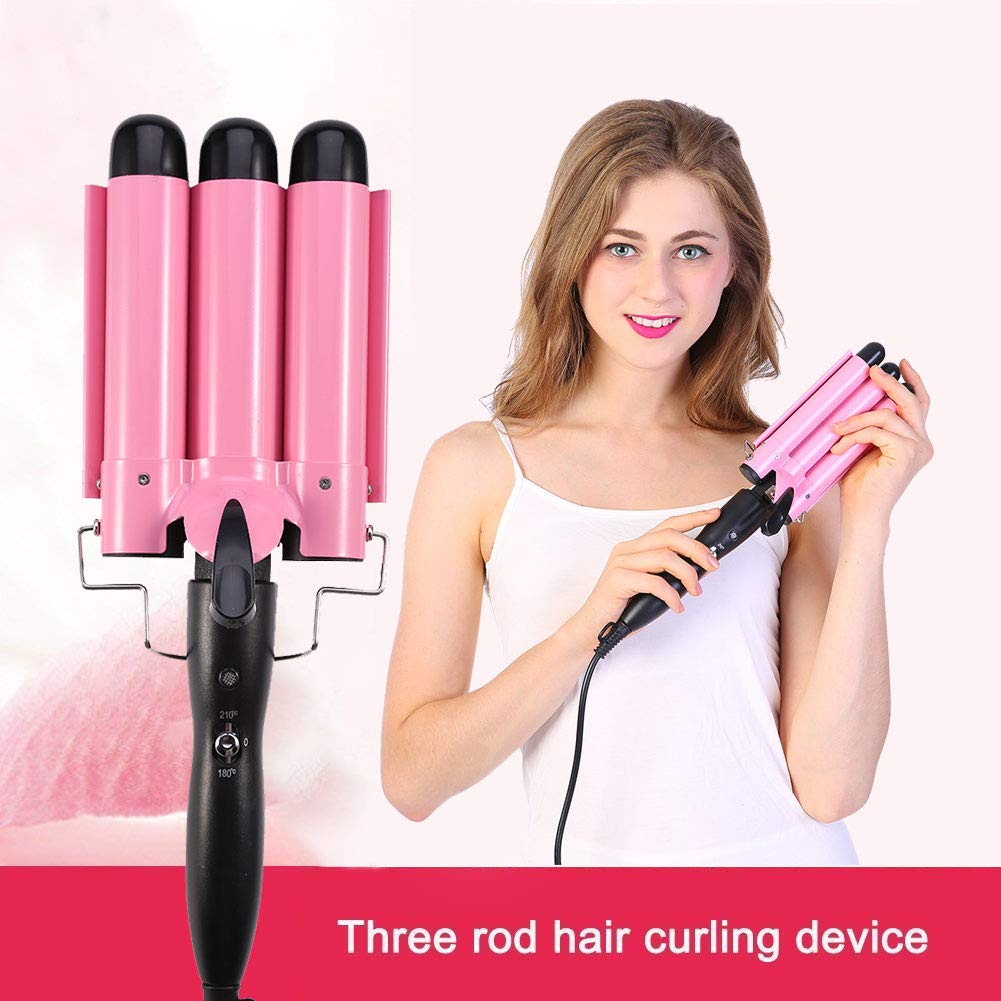 3 Curling Iron Hair Waver Curling Curler Wand, Portable Fast Heating Hair Curling Roll Ceramic Iron Iron Wand Curler DIY Curly Hair Styling Tools (32mm)